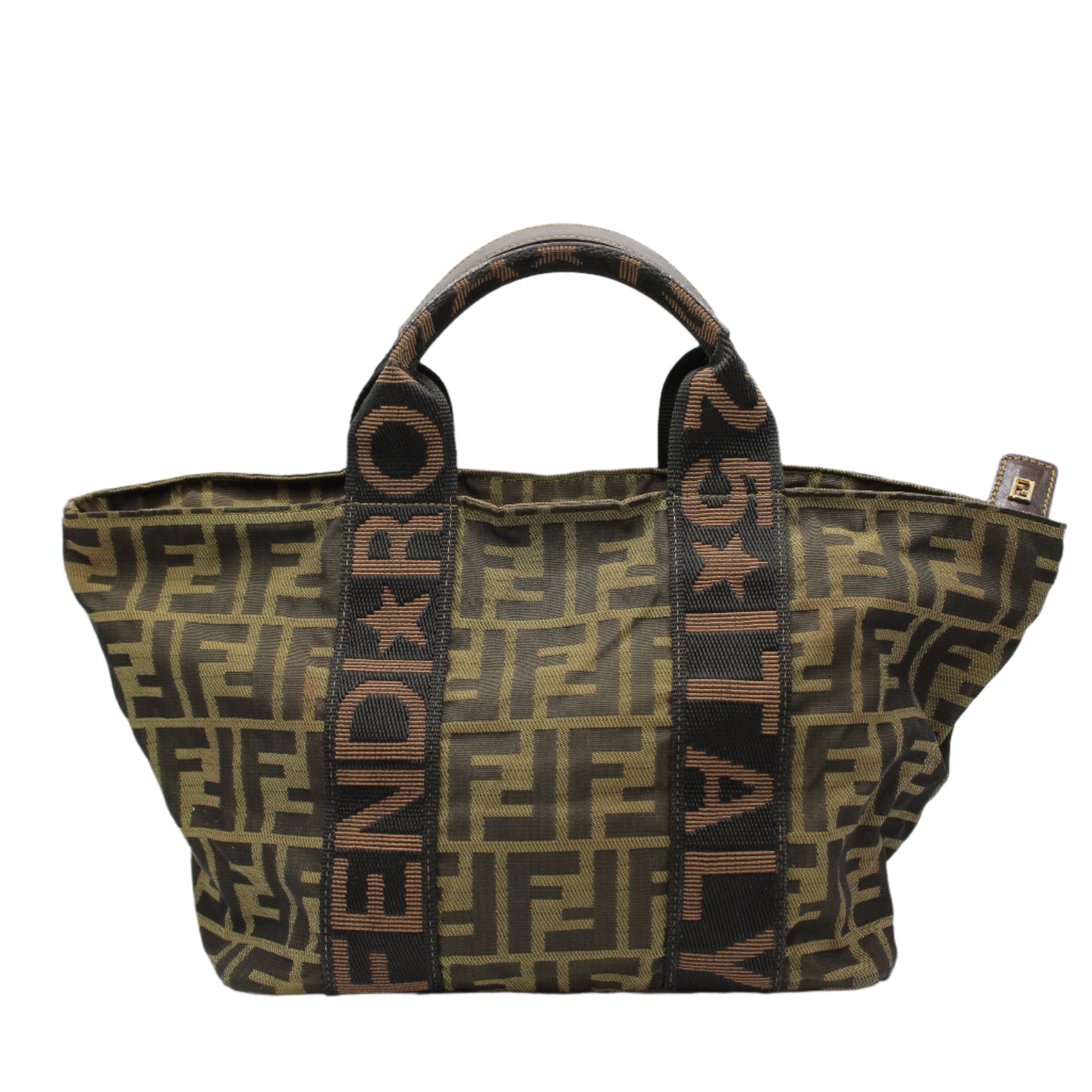 Fendi Zucca Brown Canvas Roma 25 Italy Mini Tote Handbag