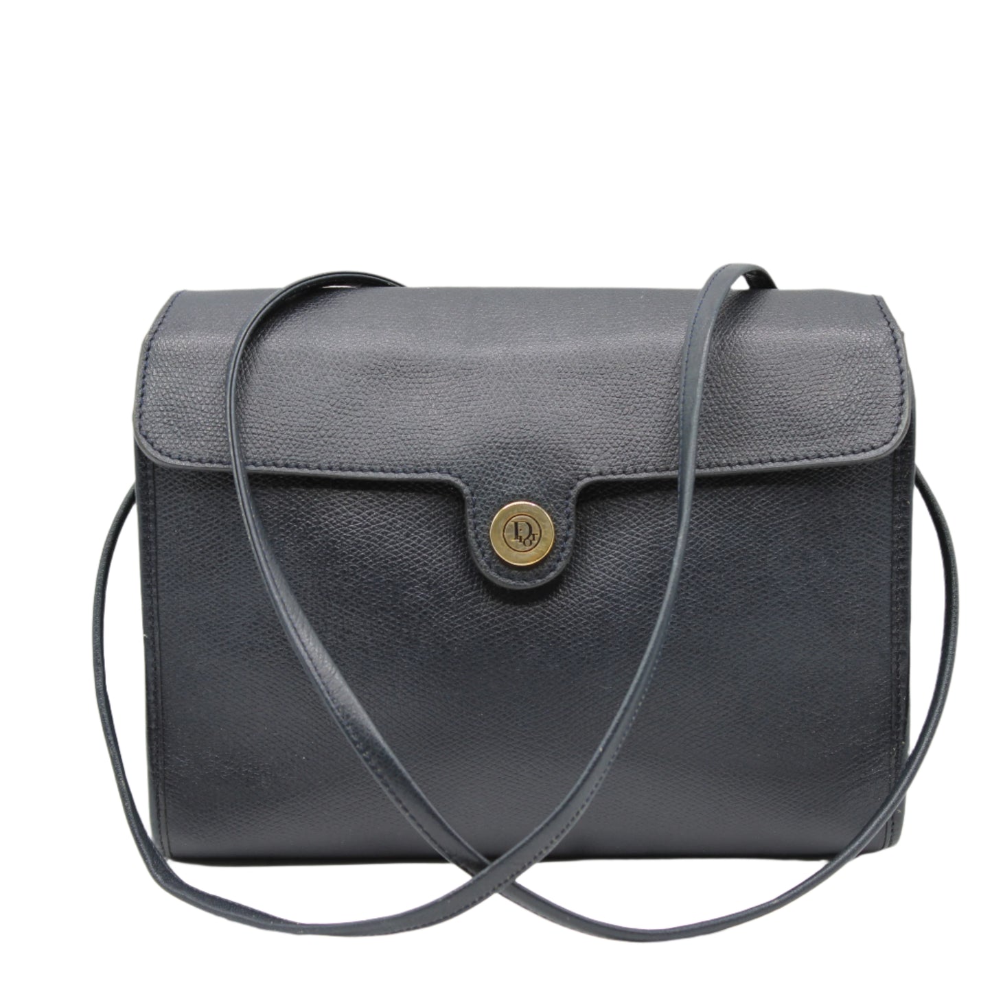 Christian Dior Navy Leather Flap Crossbody Bag