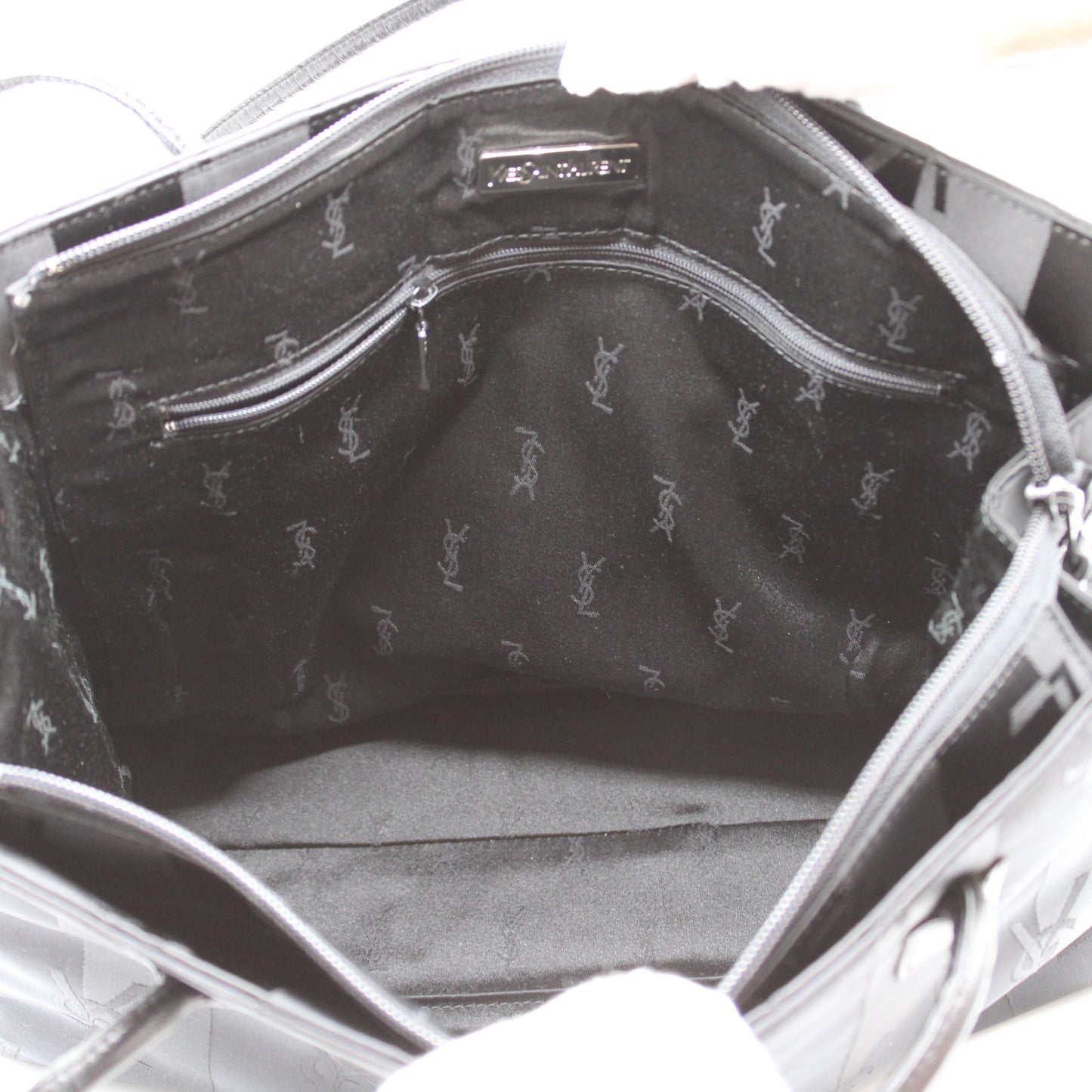 Yves Saint Laurent Black Monogram Cloth Tote Bag