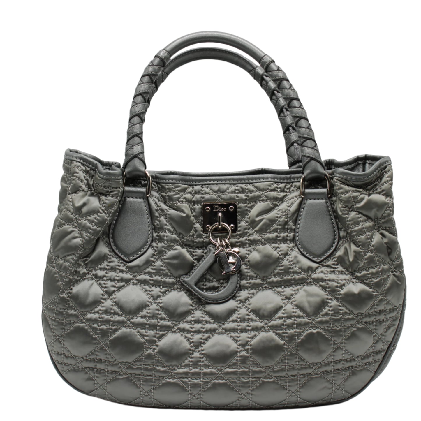 Christian Dior Grey Quilted Cannage Lady Dior Tote Bag