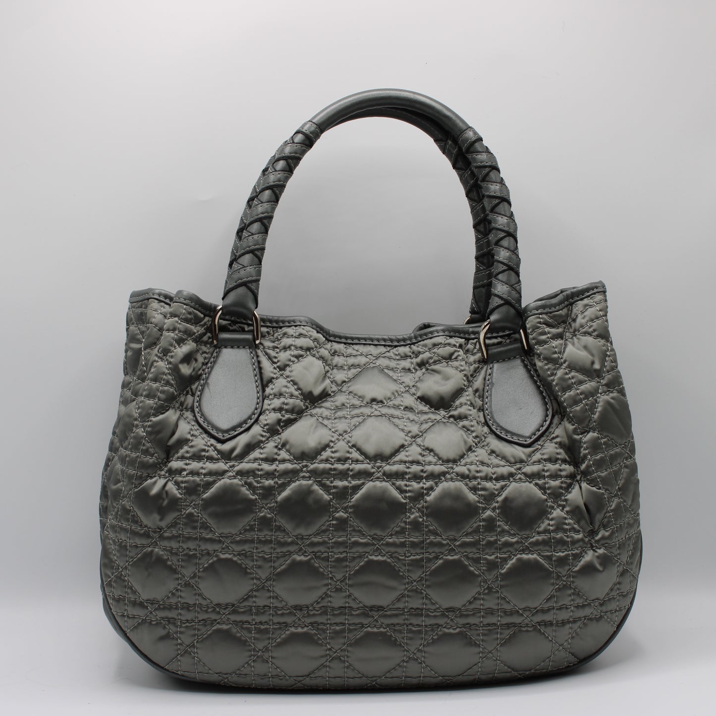 Christian Dior Grey Quilted Cannage Lady Dior Tote Bag