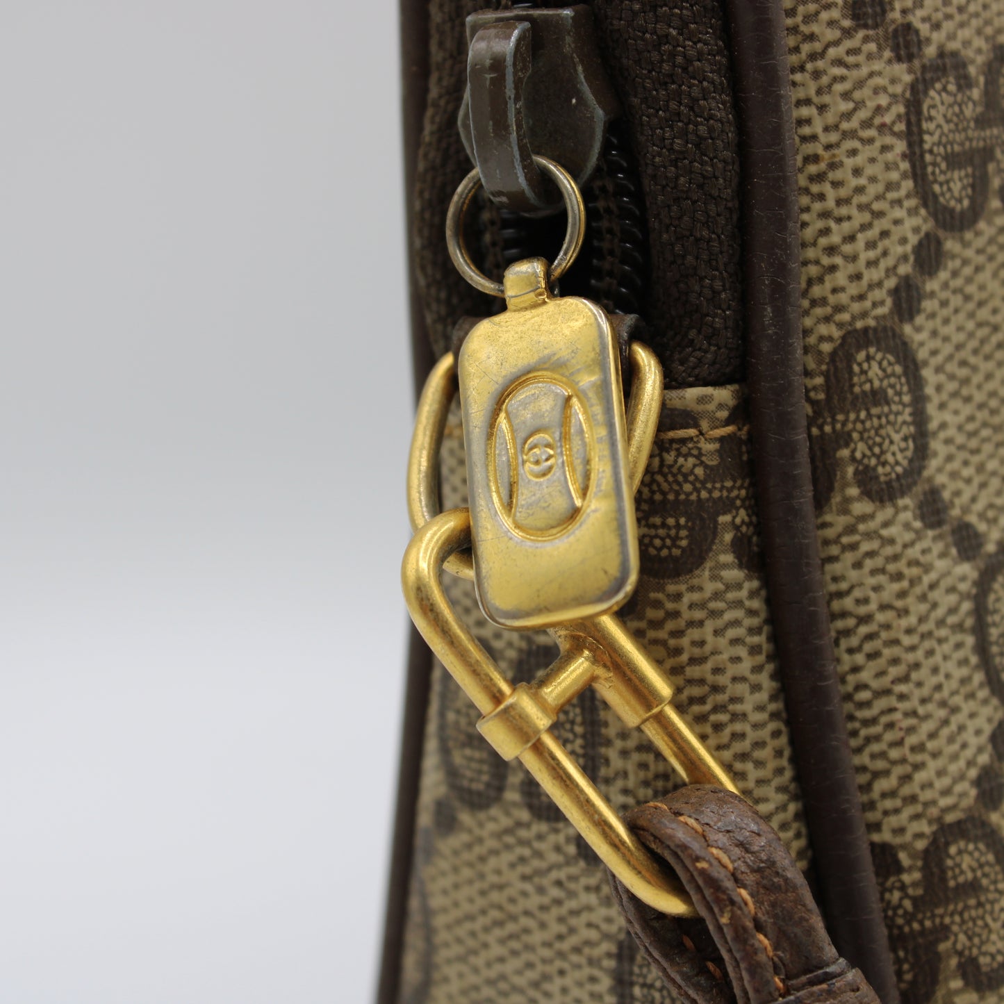 Gucci Brown GG Monogram Coated Canvas Leather Crossbody Bag