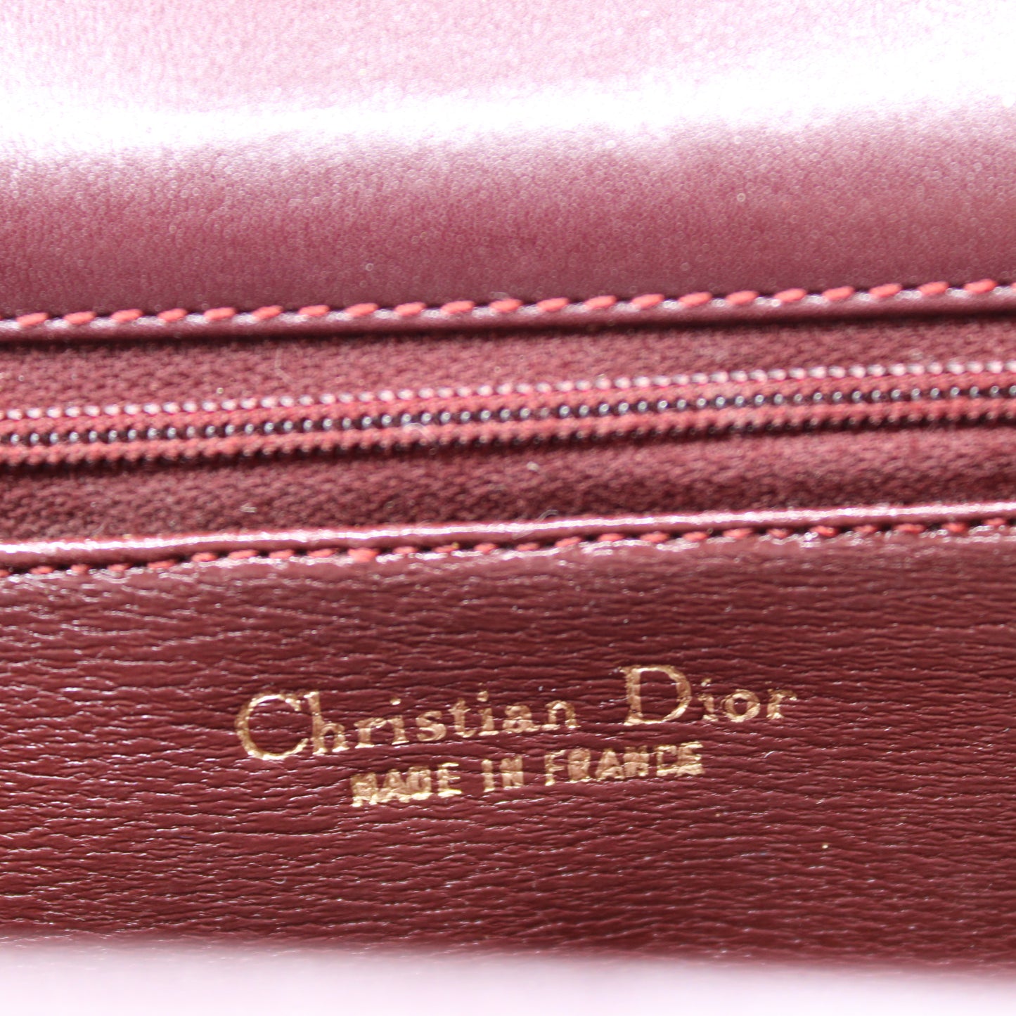 Christian Dior Burgundy Leather Shoulder Bag Gold CD Logo