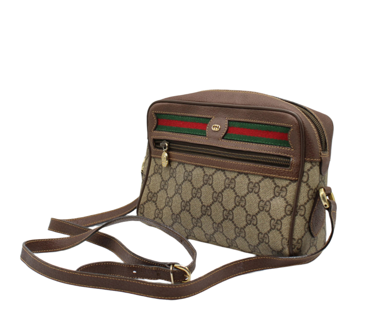 Gucci Ophidia GG Supreme Canvas Leather Crossbody Bag