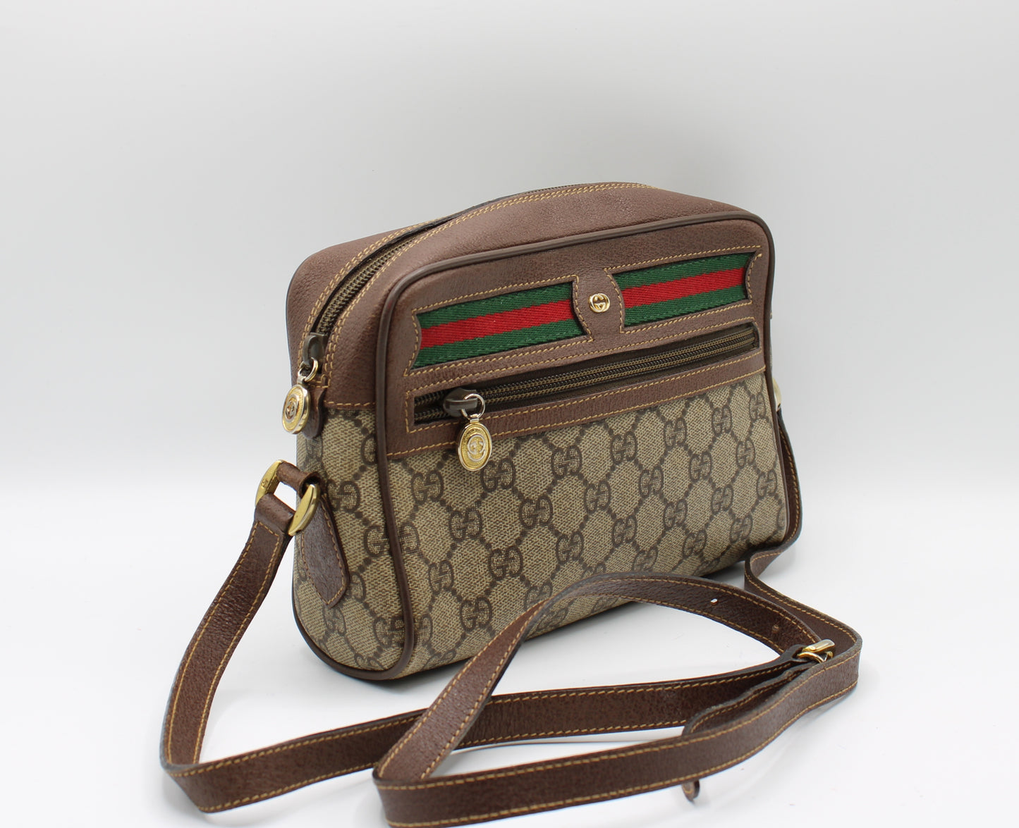 Gucci Ophidia GG Supreme Canvas Leather Crossbody Bag