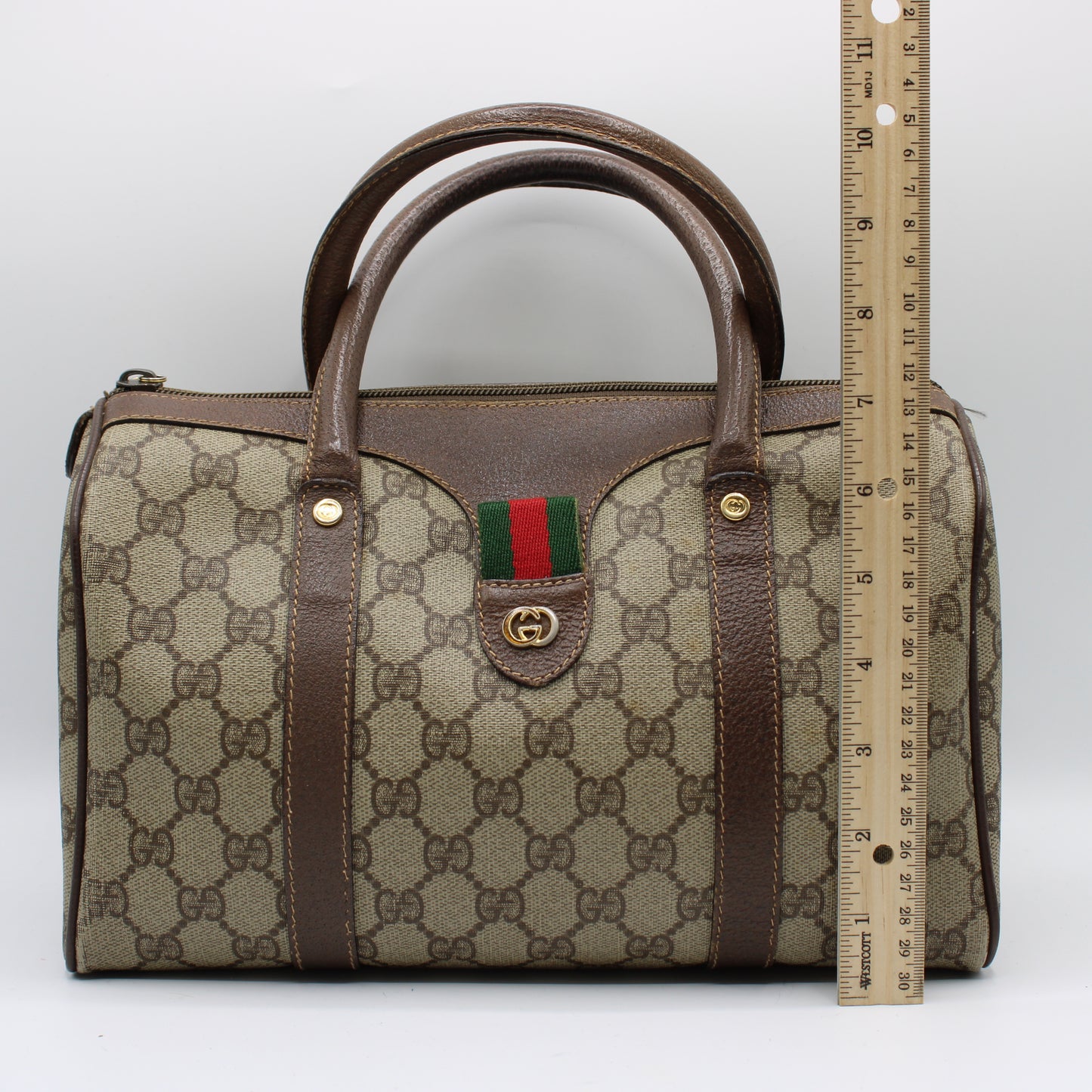 Gucci Beige GG Coated Canvas and Leather Ophidia Boston Bag