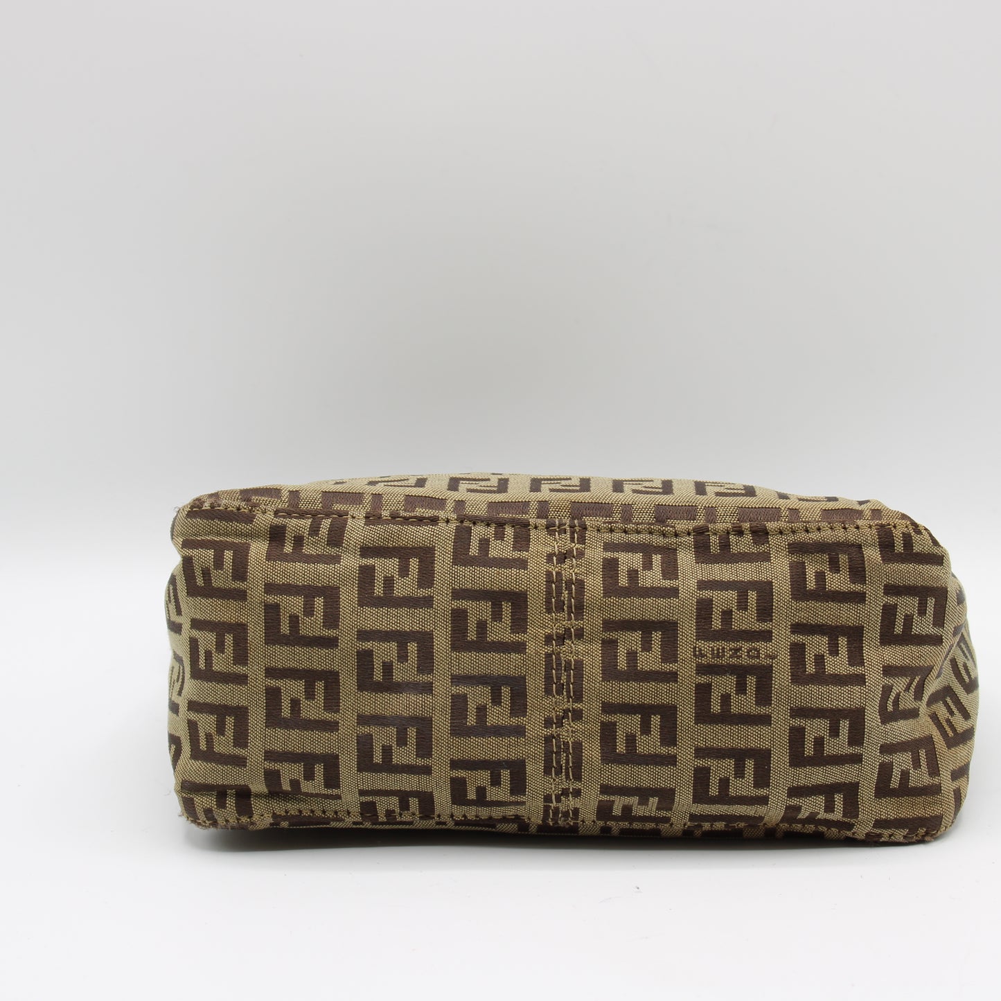 Fendi Brown Zucca Canvas Pouch Leather Handle Mini Bag