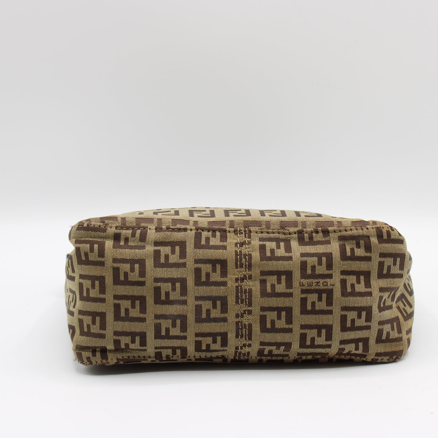 Fendi Brown Zucca Canvas Pouch Leather Handle Mini Bag