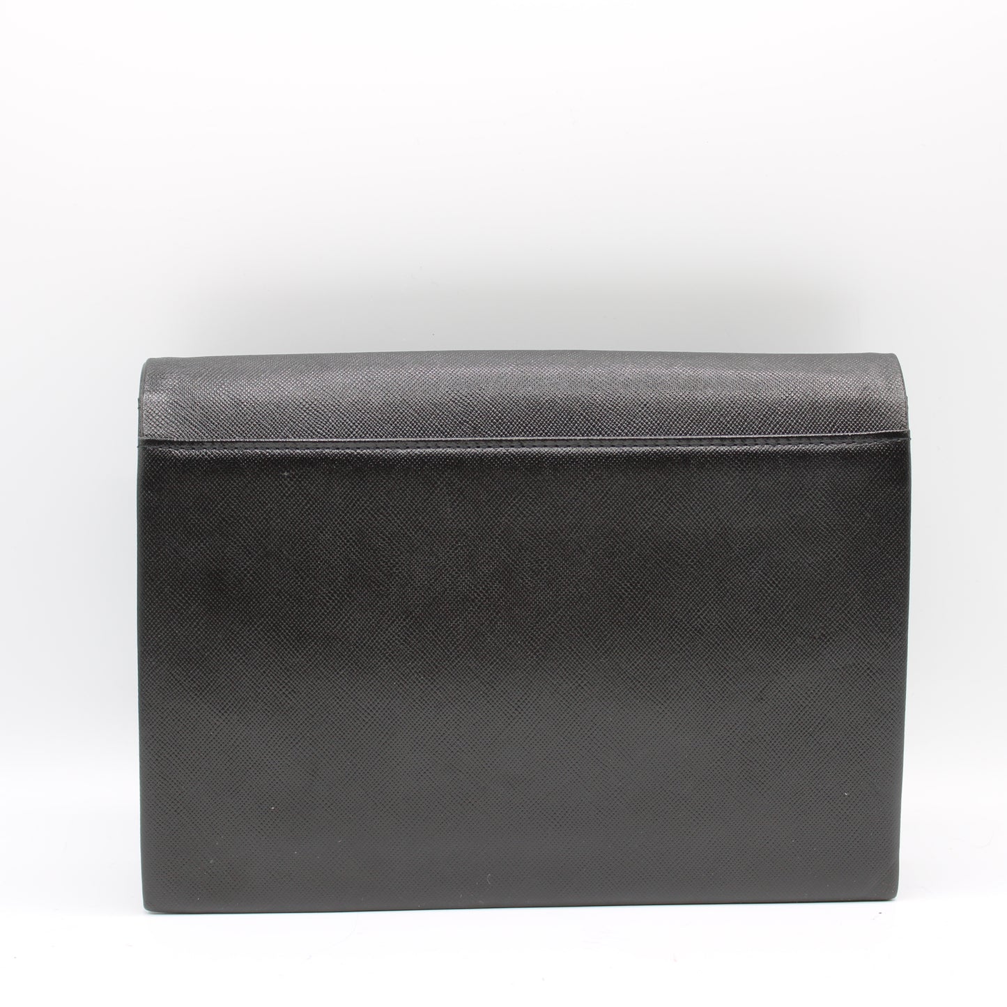 Yves Saint Laurent Black Leather Flap Clutch Box Dust Bag