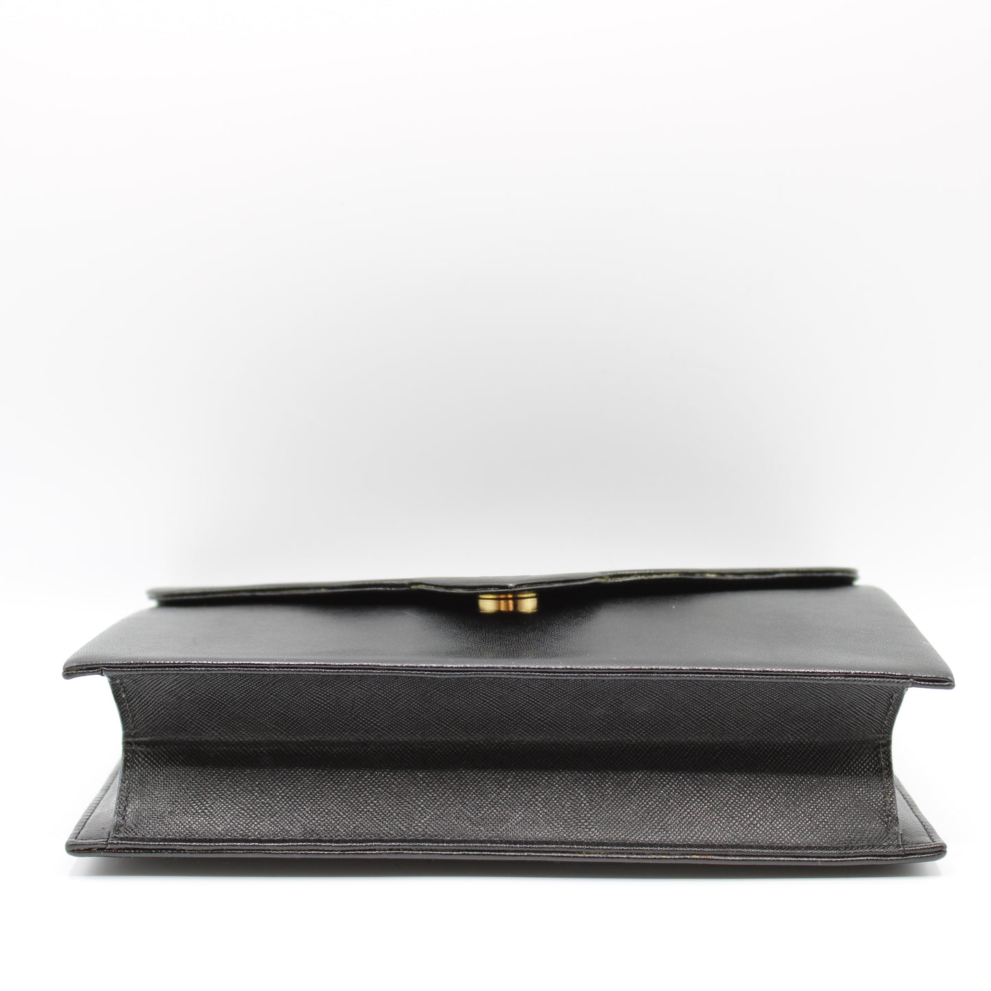 Yves Saint Laurent Black Leather Flap Clutch Box Dust Bag