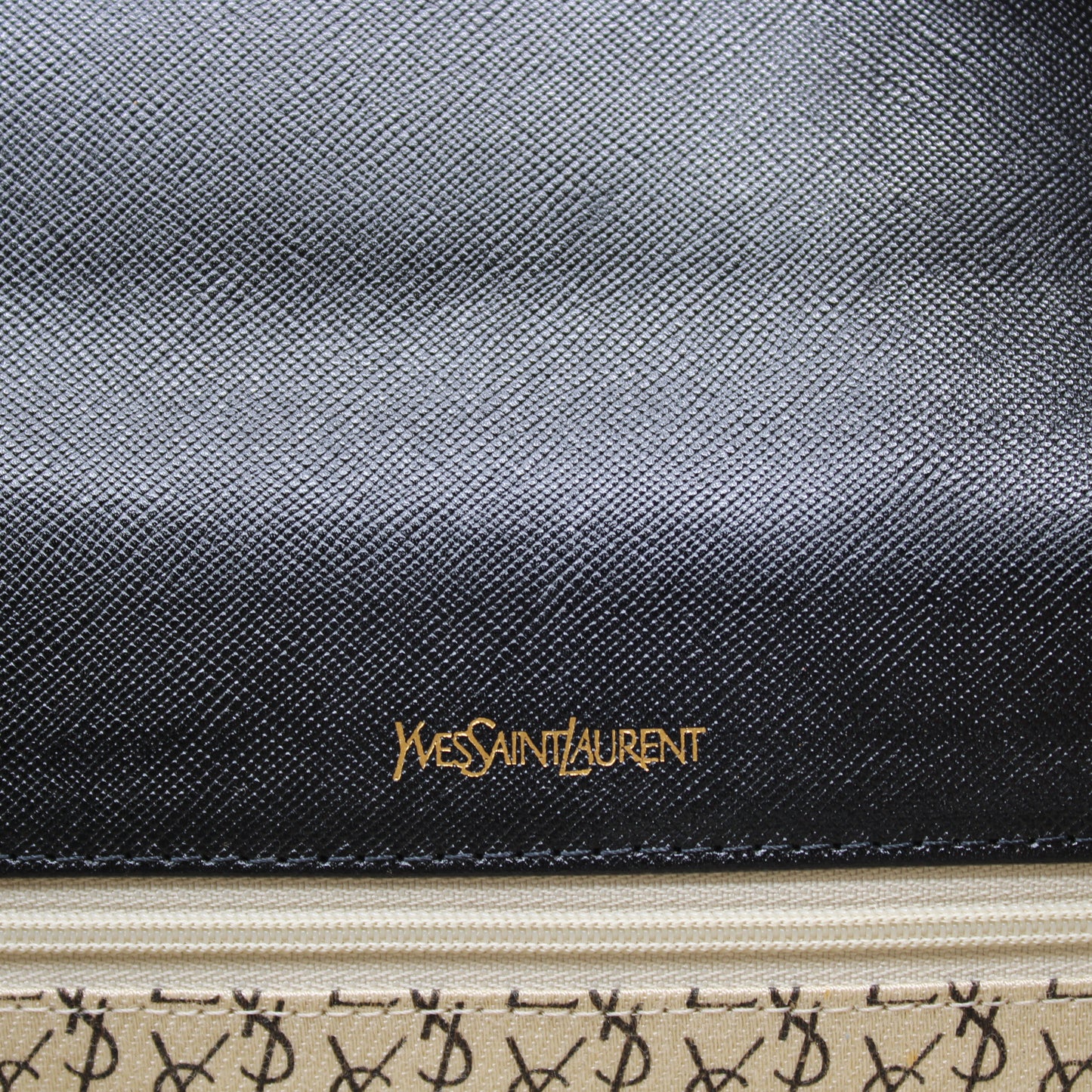 Yves Saint Laurent Black Leather Flap Clutch Box Dust Bag