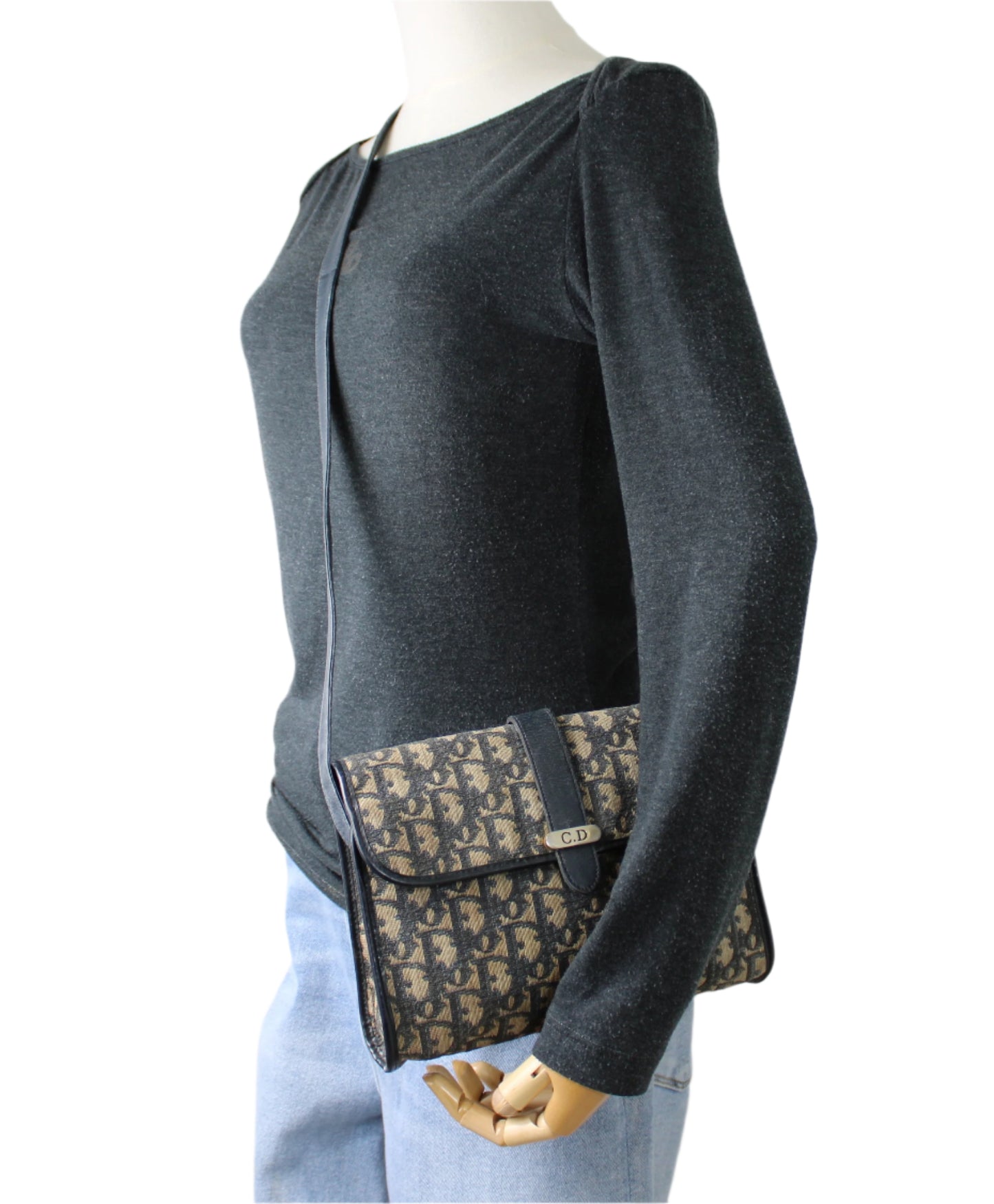 Christian Dior Trotter Brown Canvas Leather Flap Crossbody Bag