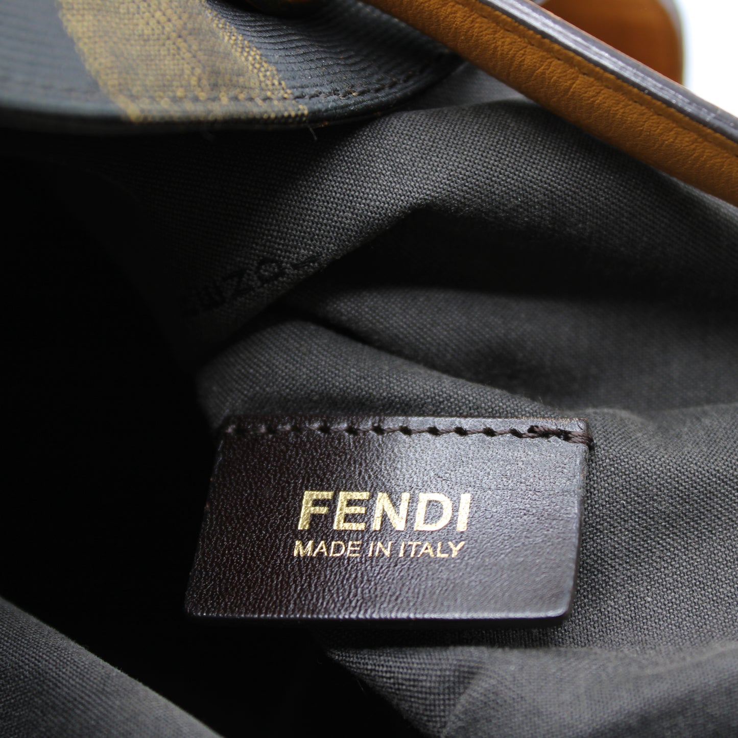 Fendi Brown Black Pequin Striped Canvas Leather Tote Bag