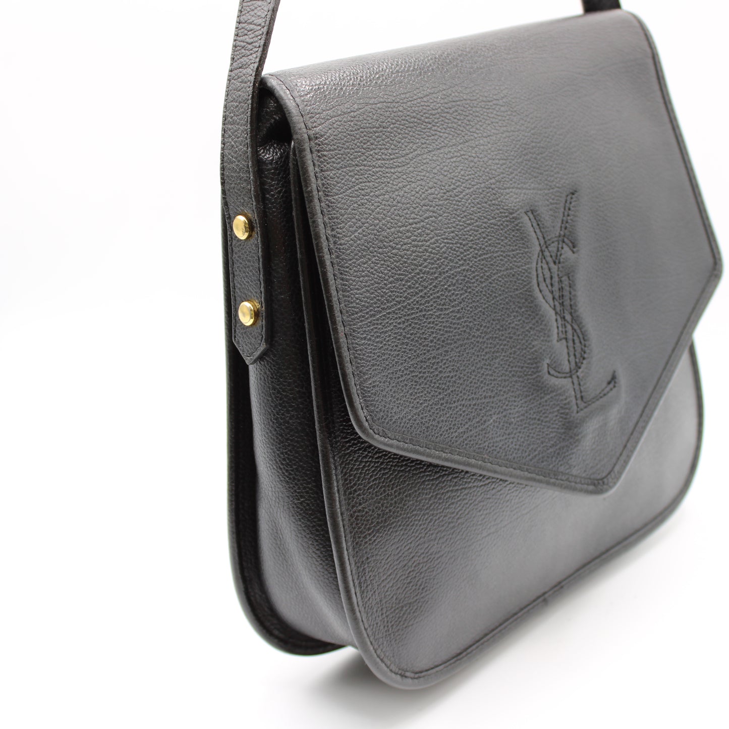 Yves Saint Laurent Black Leather Flap Crossbody Bag YSL Logo