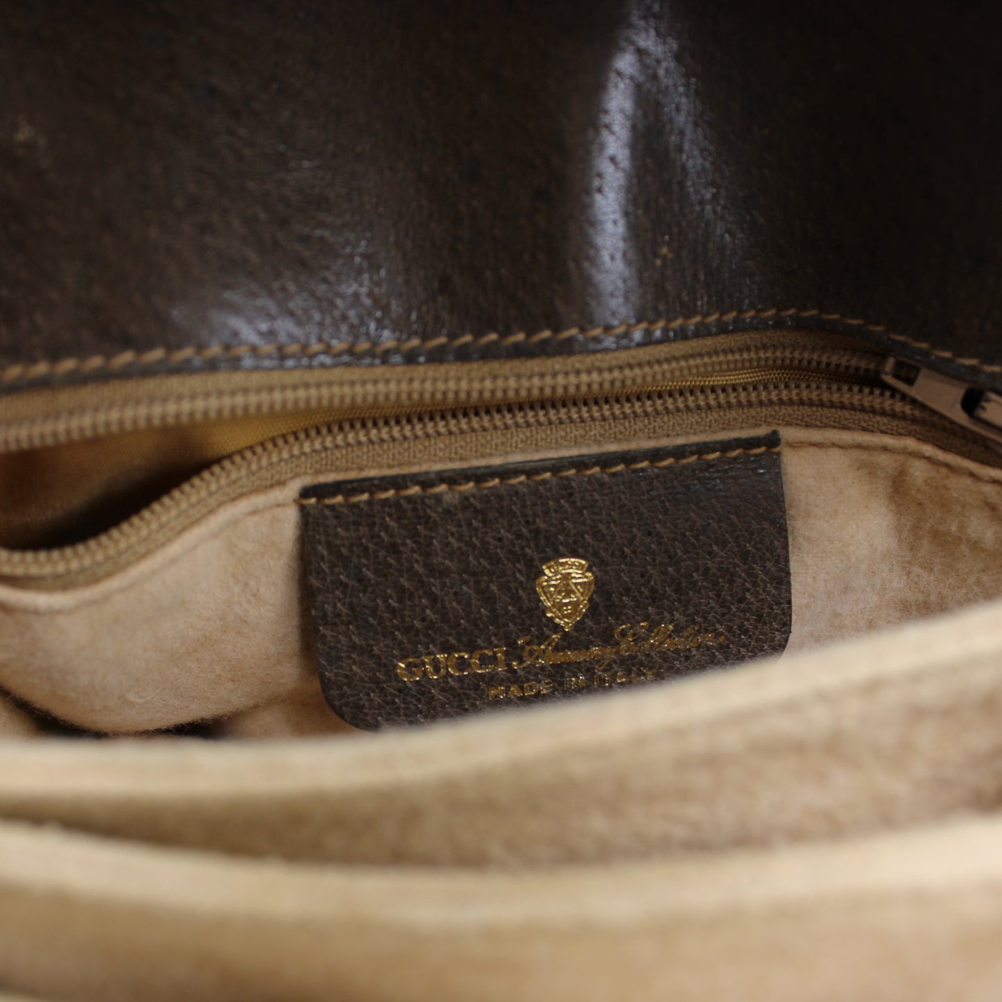 Gucci GG Monogram Canvas Brown Leather Crossbody Bag