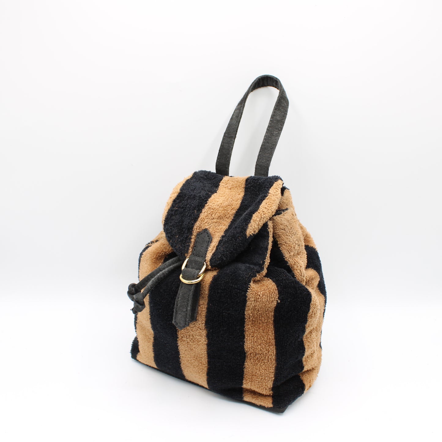 Fendi Brown Black Striped Terry Mini Handbag