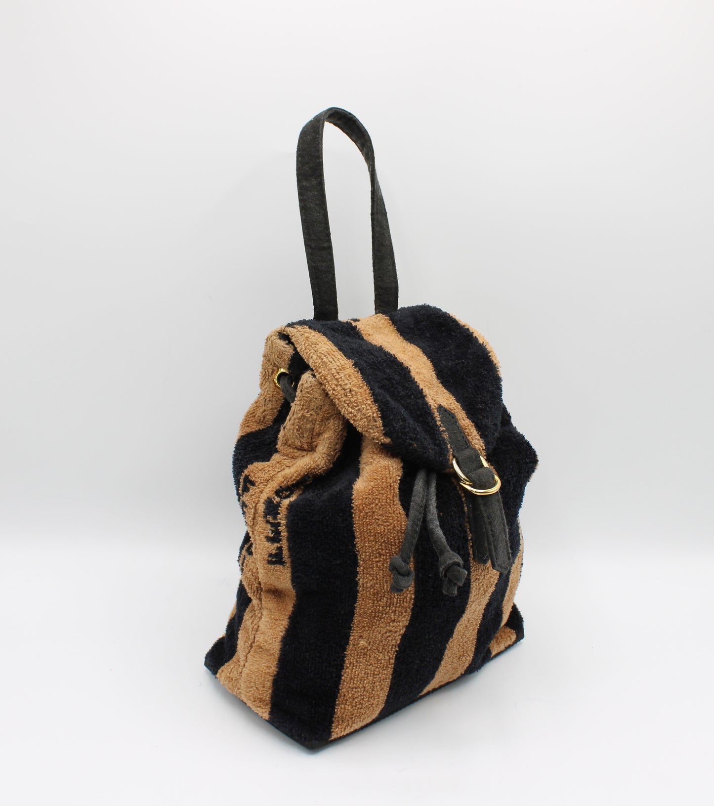 Fendi Brown Black Striped Terry Mini Handbag