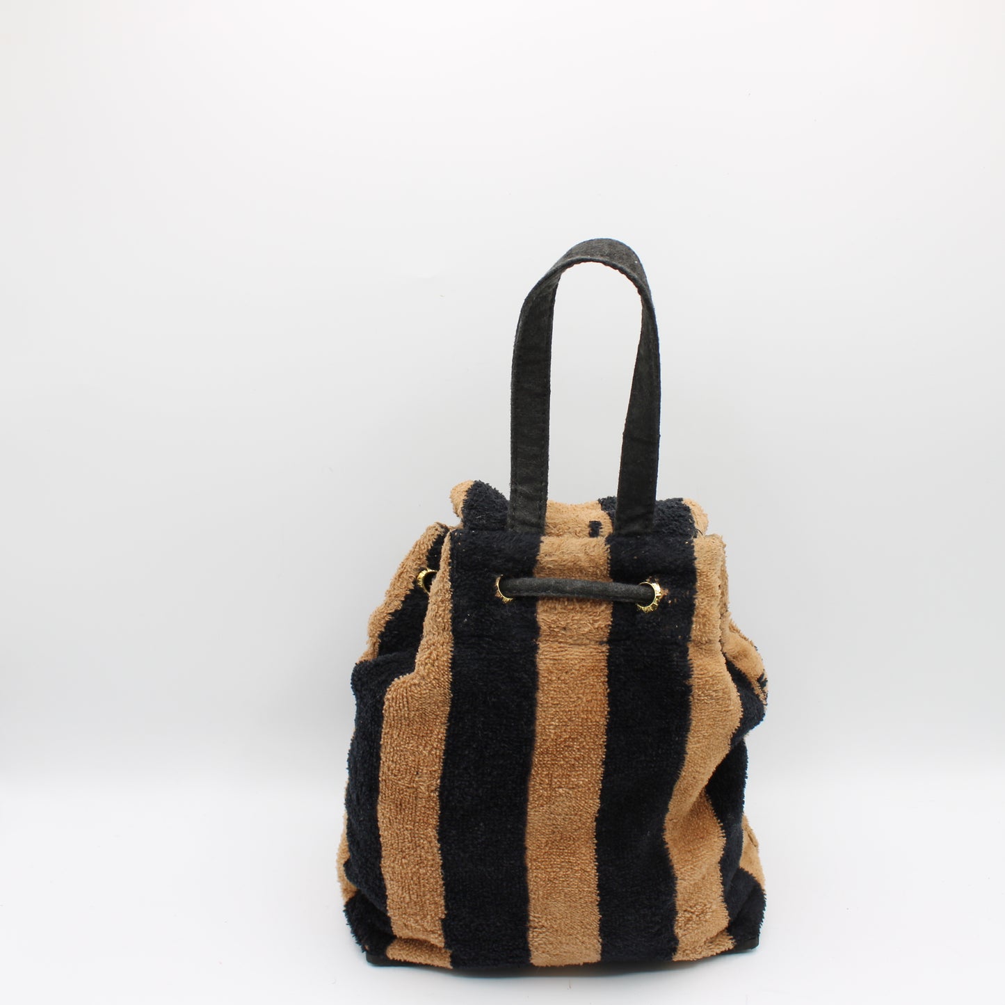 Fendi Brown Black Striped Terry Mini Handbag