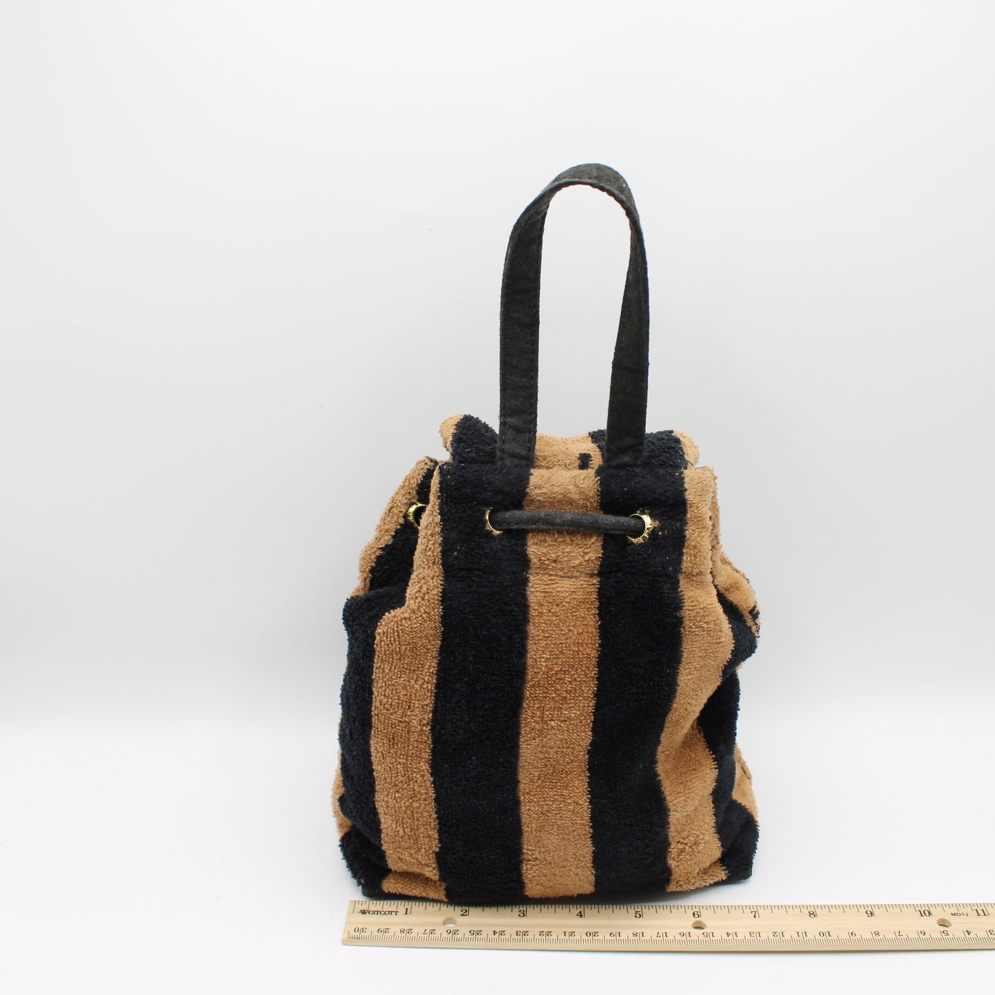 Fendi Brown Black Striped Terry Mini Handbag