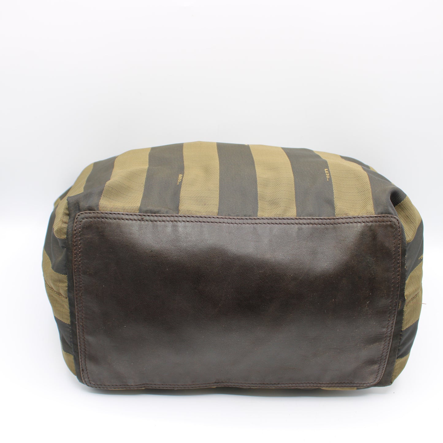 Fendi Pequin Stripe Brown Black Shoulder Bag with Star Roma Strap