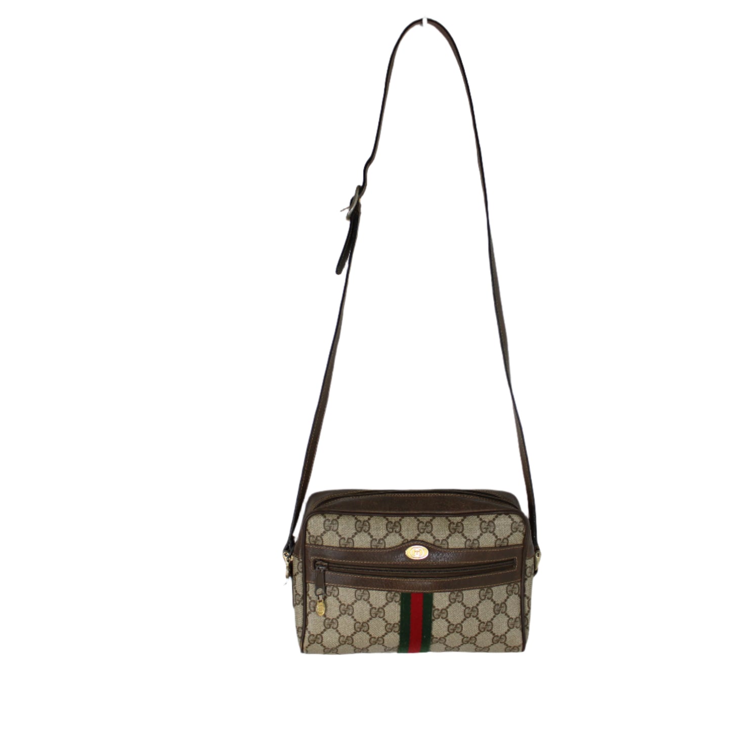 Gucci GG Brown Canvas Leather Supreme Ophidia Crossbody Bag