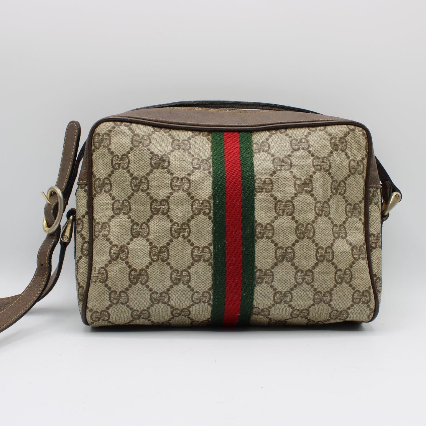 Gucci GG Brown Canvas Leather Supreme Ophidia Crossbody Bag