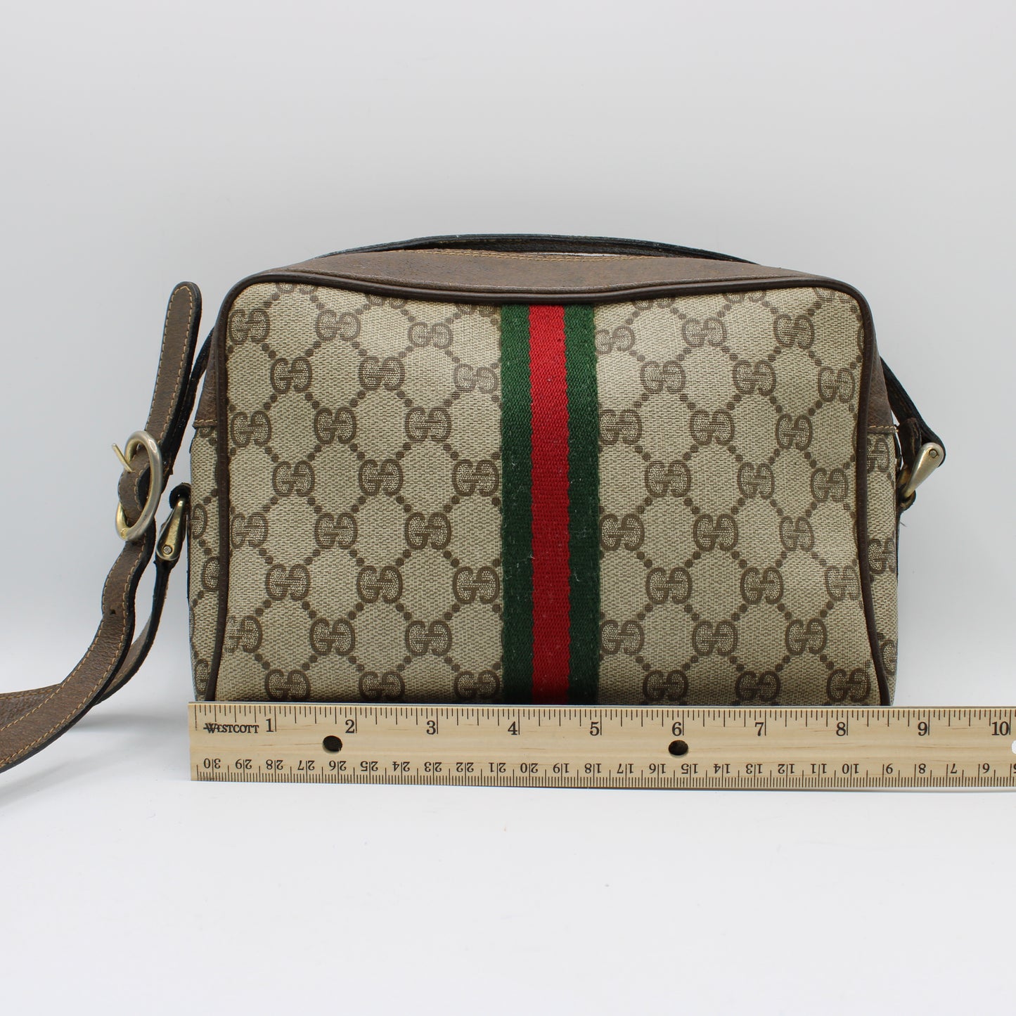 Gucci GG Brown Canvas Leather Supreme Ophidia Crossbody Bag