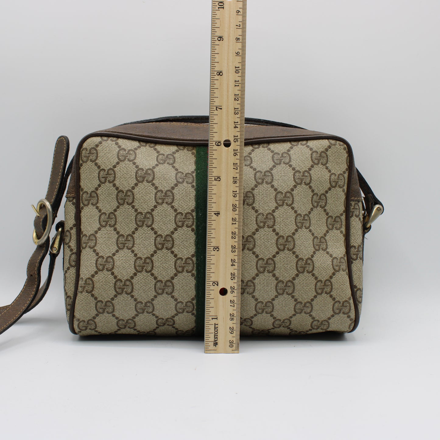 Gucci GG Brown Canvas Leather Supreme Ophidia Crossbody Bag