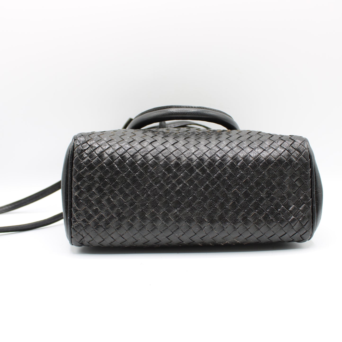 Fendi Dark Navy Woven Leather Mini Crossbody Boston Bag