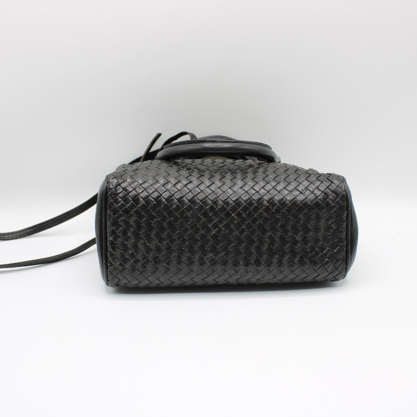 Fendi Dark Navy Woven Leather Mini Crossbody Boston Bag