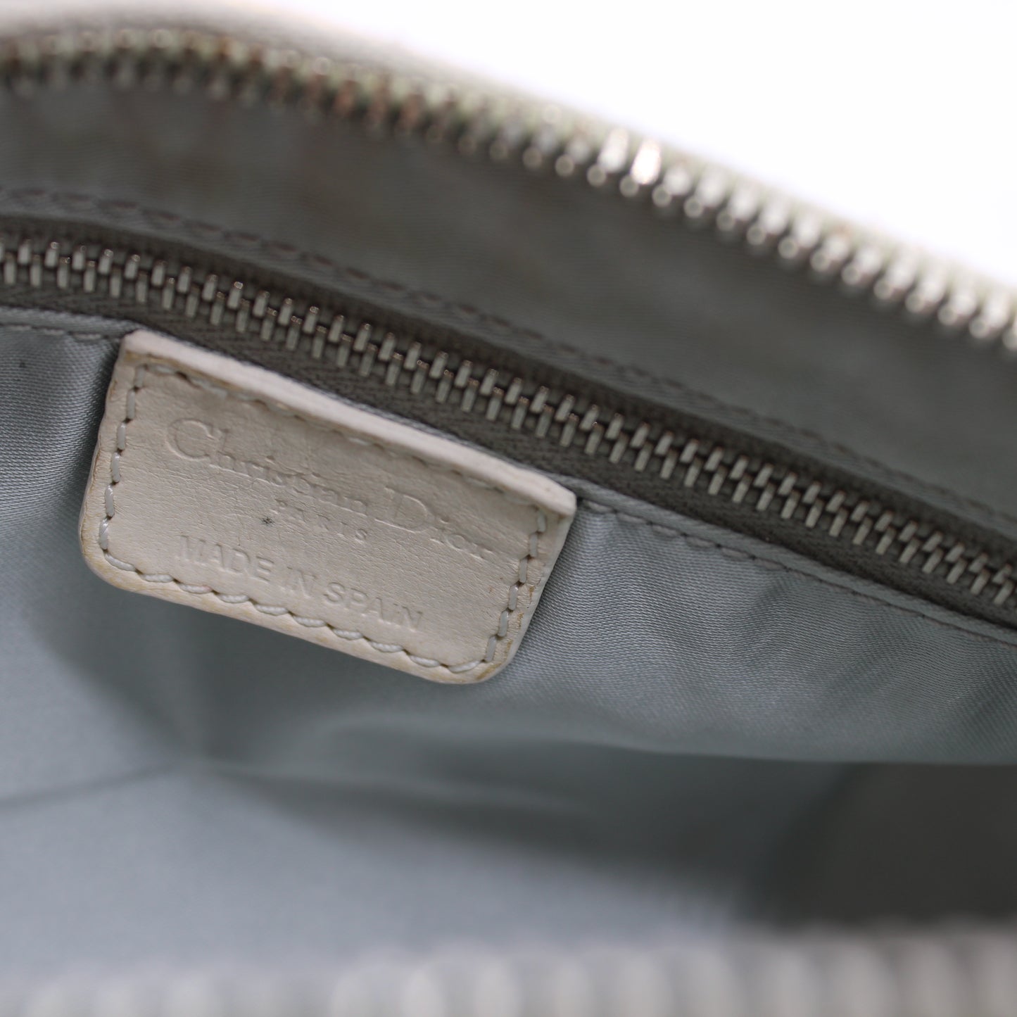 Christian Dior Off White Canvas Romantique Barrel Bag With Leather Trim