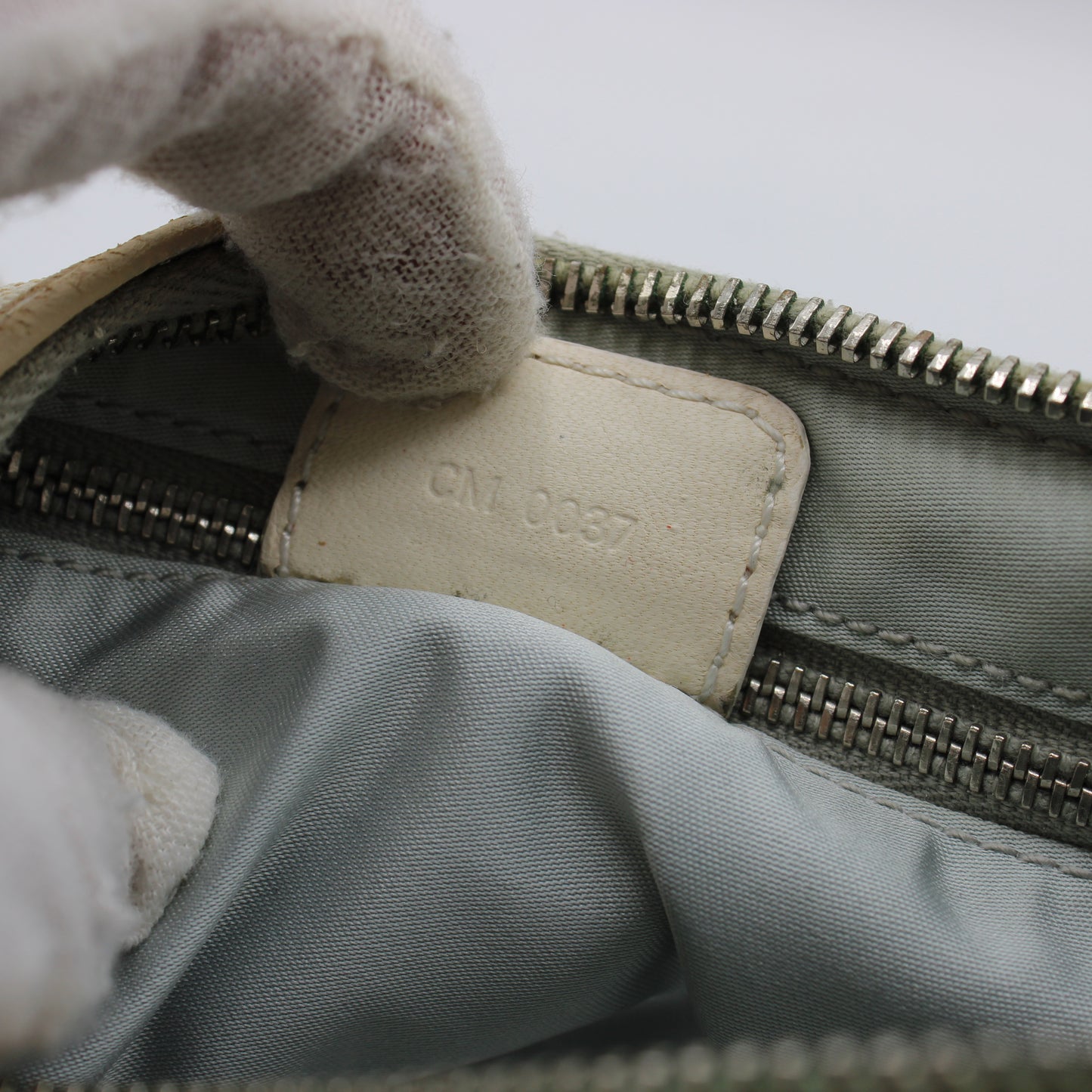 Christian Dior Off White Canvas Romantique Barrel Bag With Leather Trim