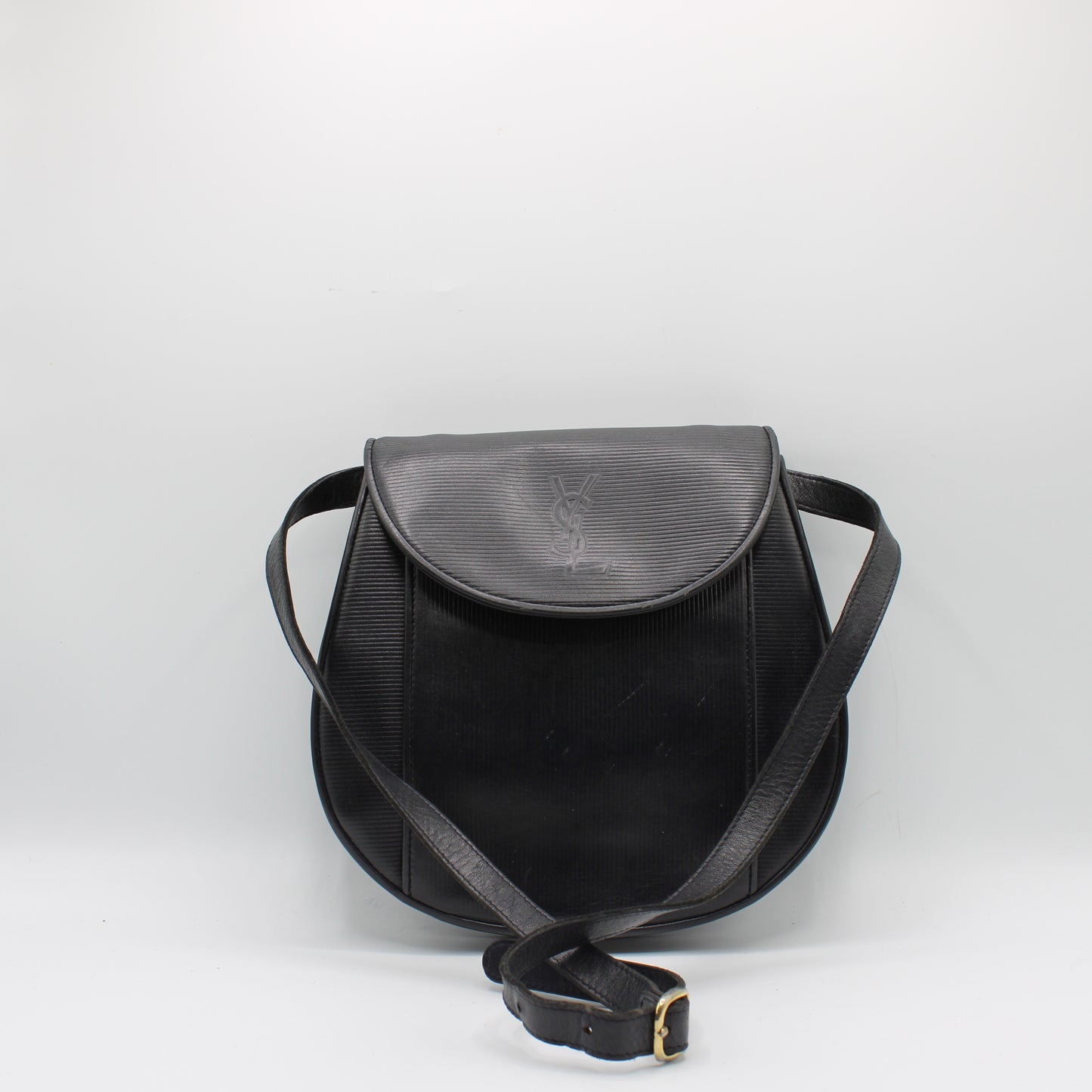 Yves Saint Laurent Black Leather Crossbody Flap Bag