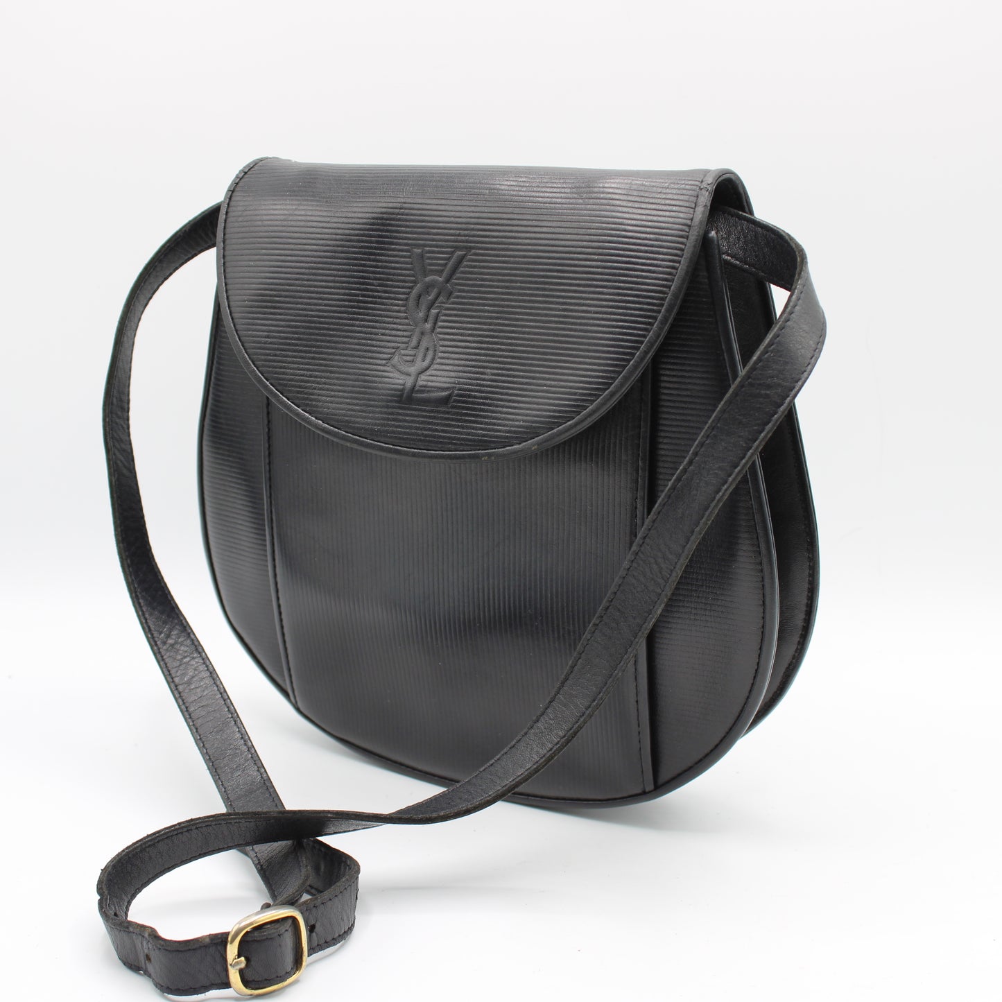 Yves Saint Laurent Black Leather Crossbody Flap Bag