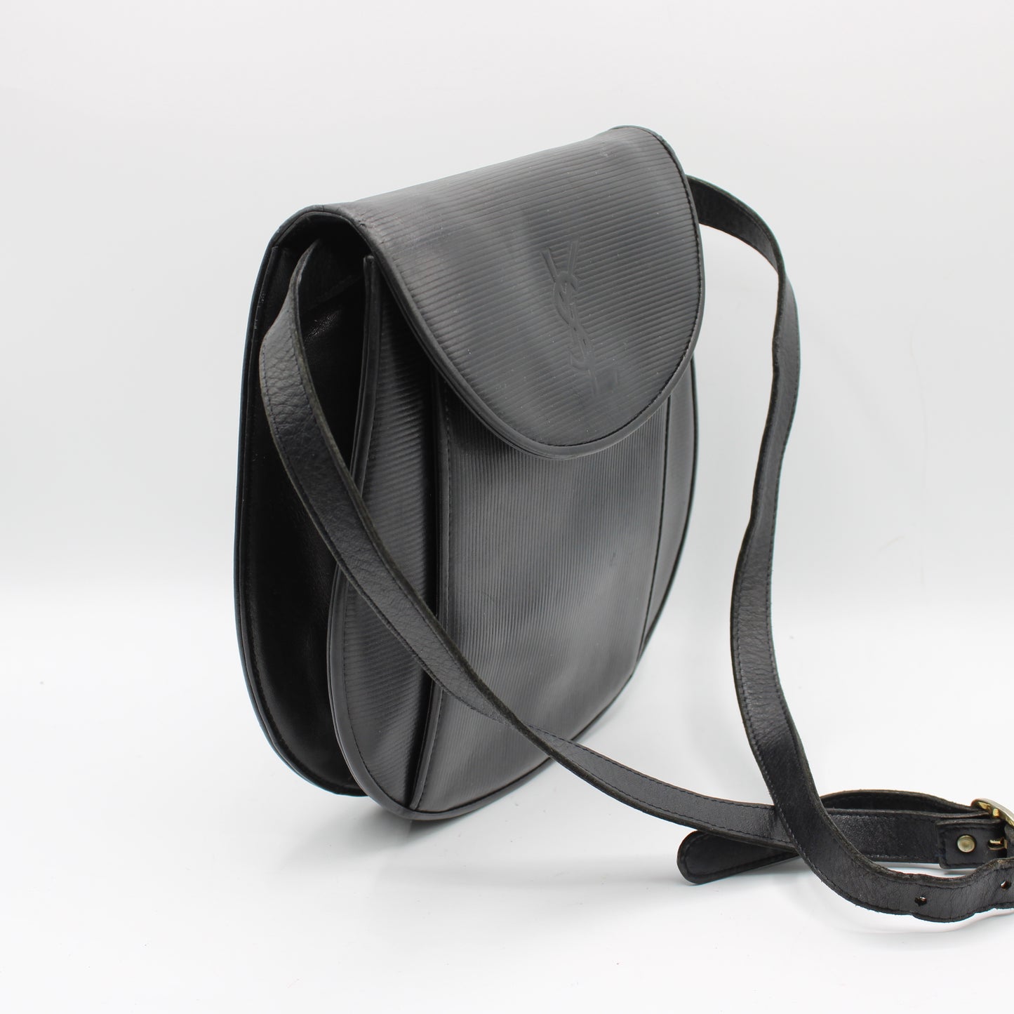 Yves Saint Laurent Black Leather Crossbody Flap Bag