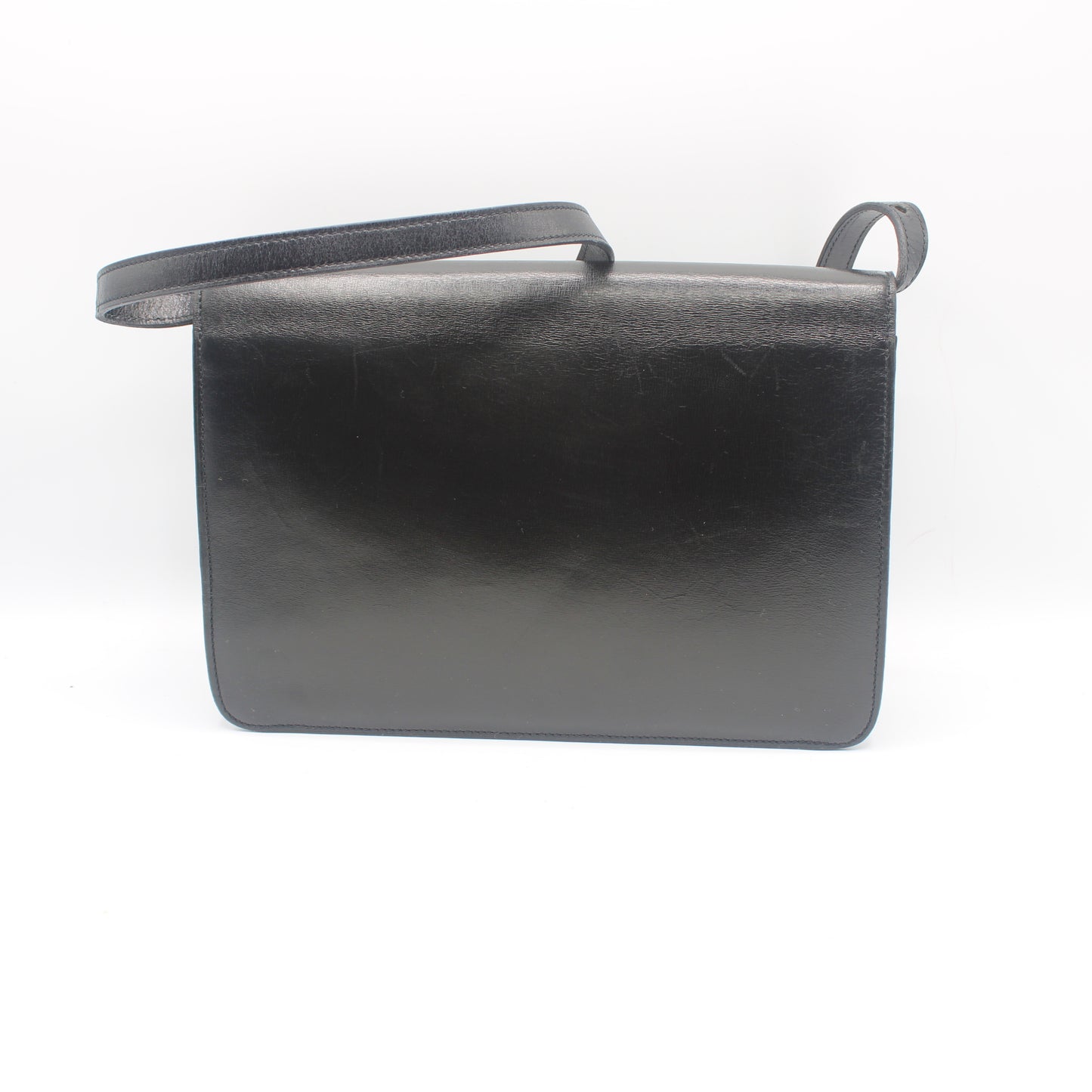 Christian Dior Black Leather Gold Logo Flap Shoulder Bag