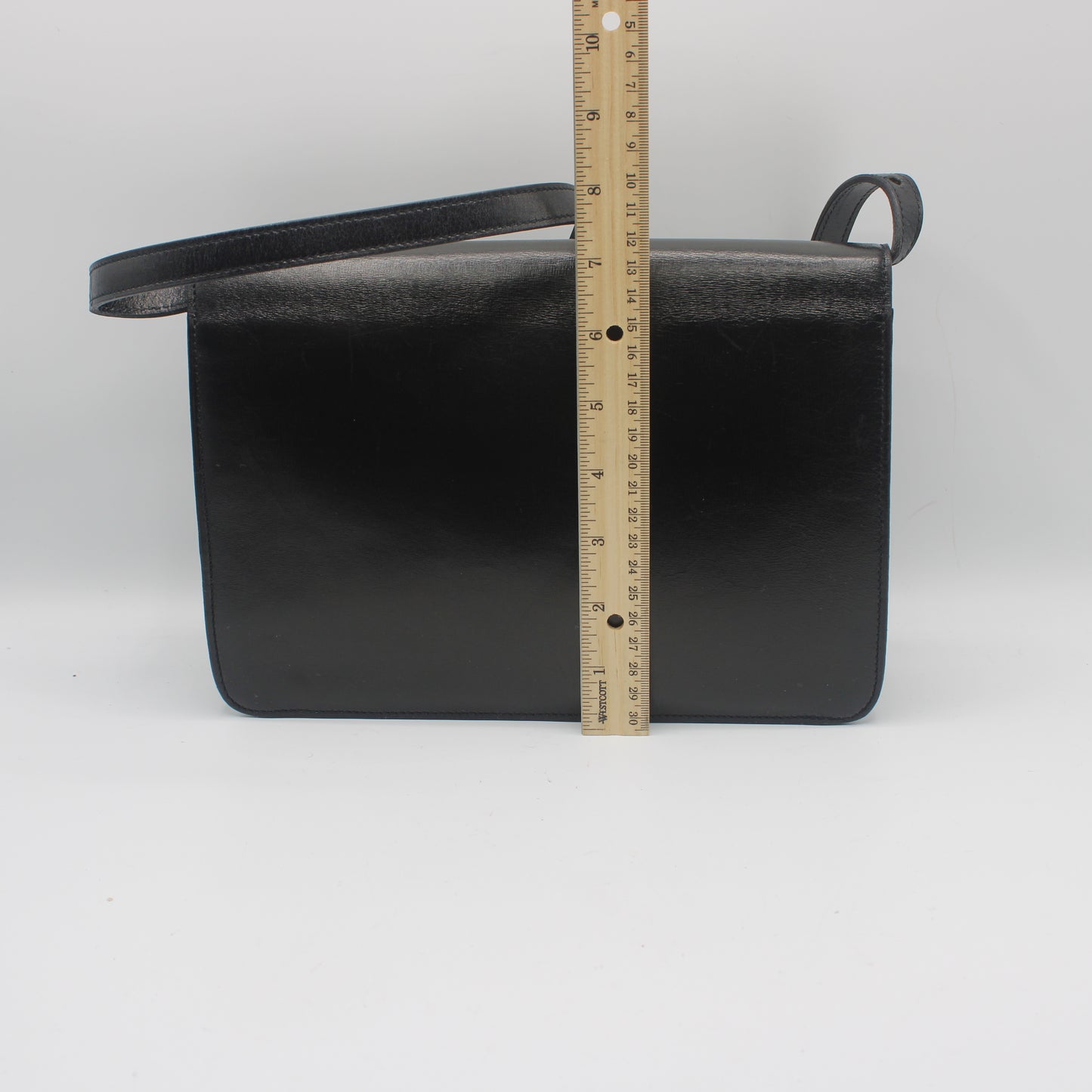 Christian Dior Black Leather Gold Logo Flap Shoulder Bag