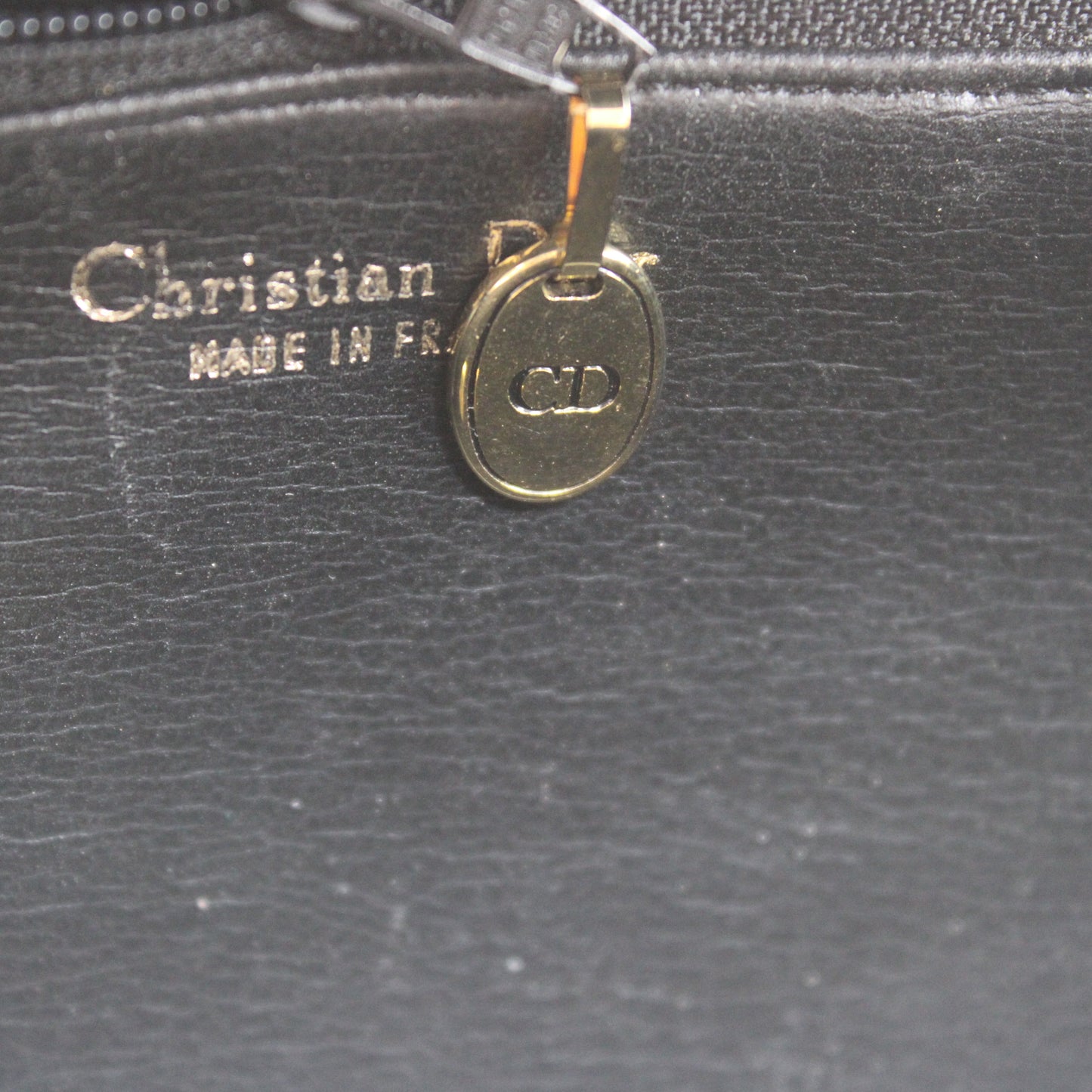Christian Dior Black Leather Gold Logo Flap Shoulder Bag