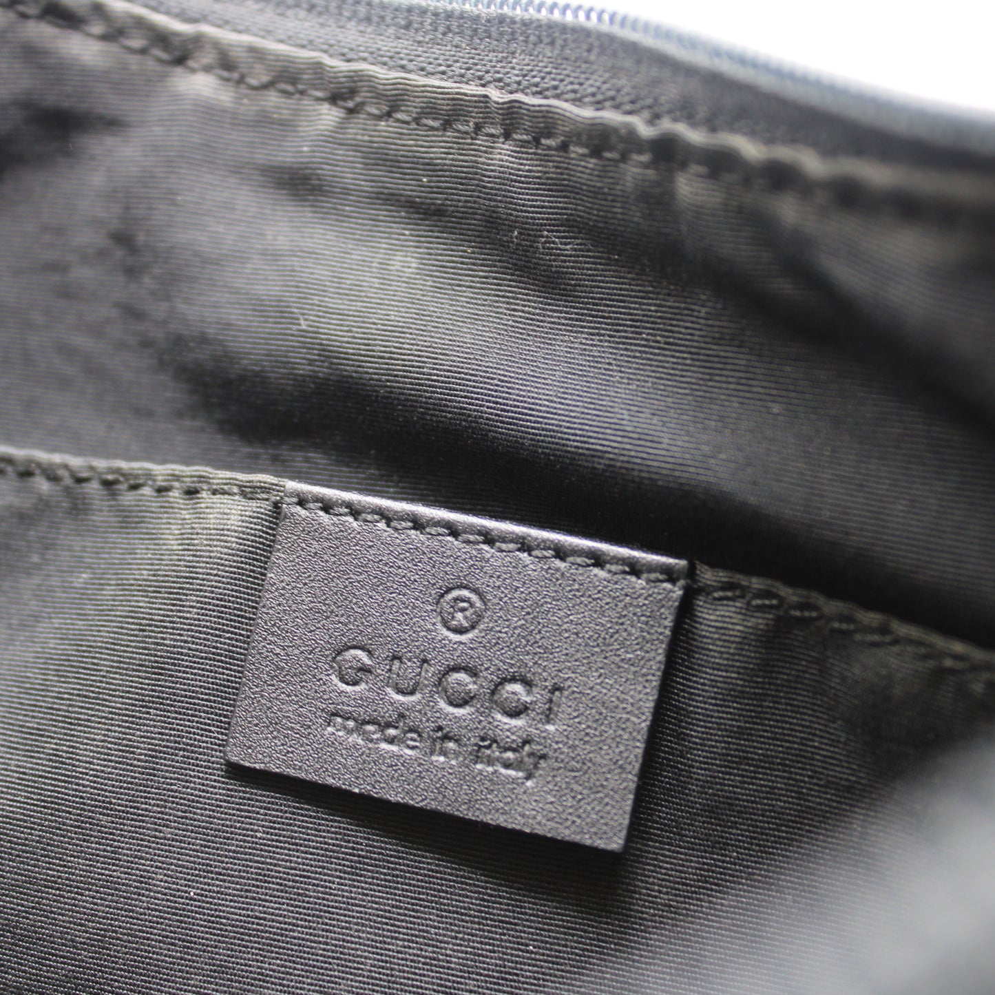 Gucci Black GG Canvas Denim Shoulder Bag Leather Strap