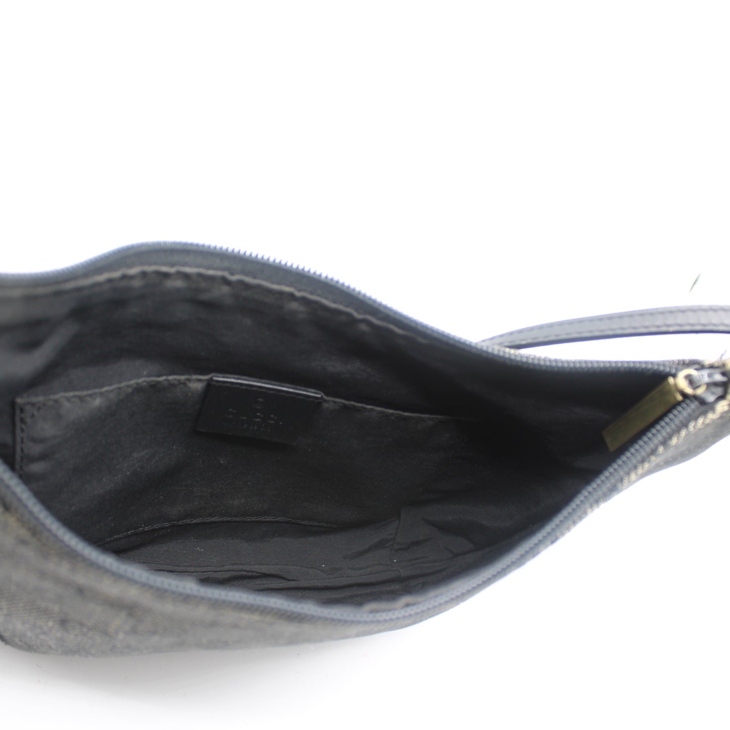Gucci Black GG Canvas Denim Shoulder Bag Leather Strap
