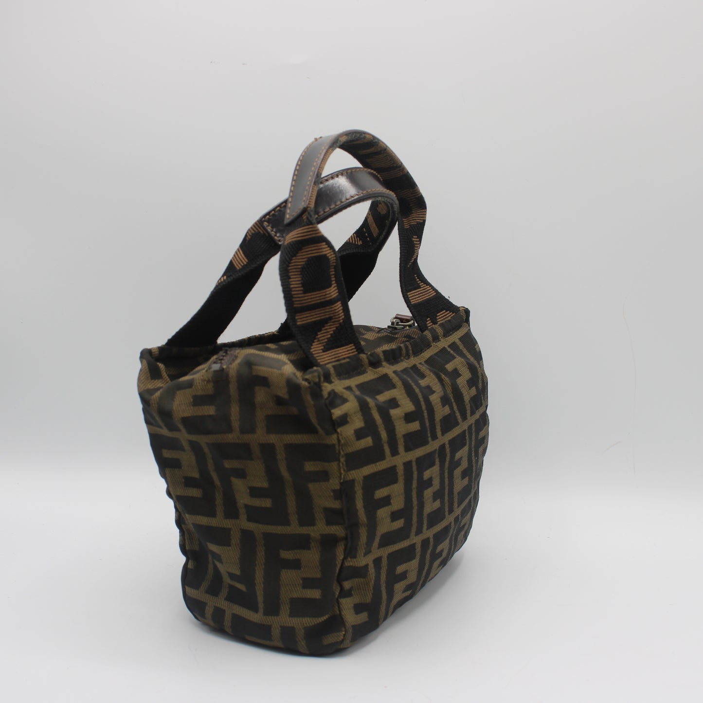 Fendi Brown Zucca Canvas Dual Handle Mini Handbag