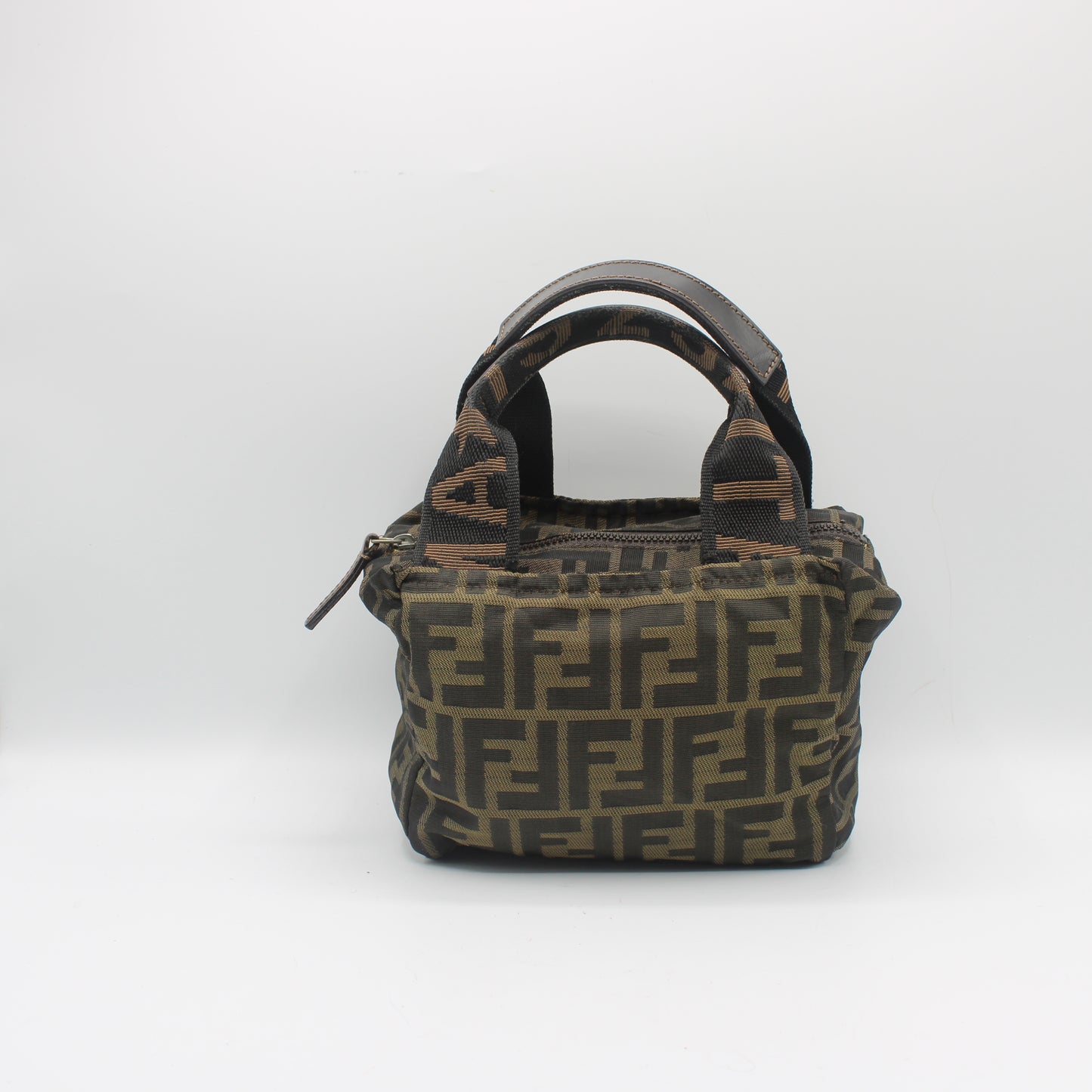 Fendi Brown Zucca Canvas Dual Handle Mini Handbag