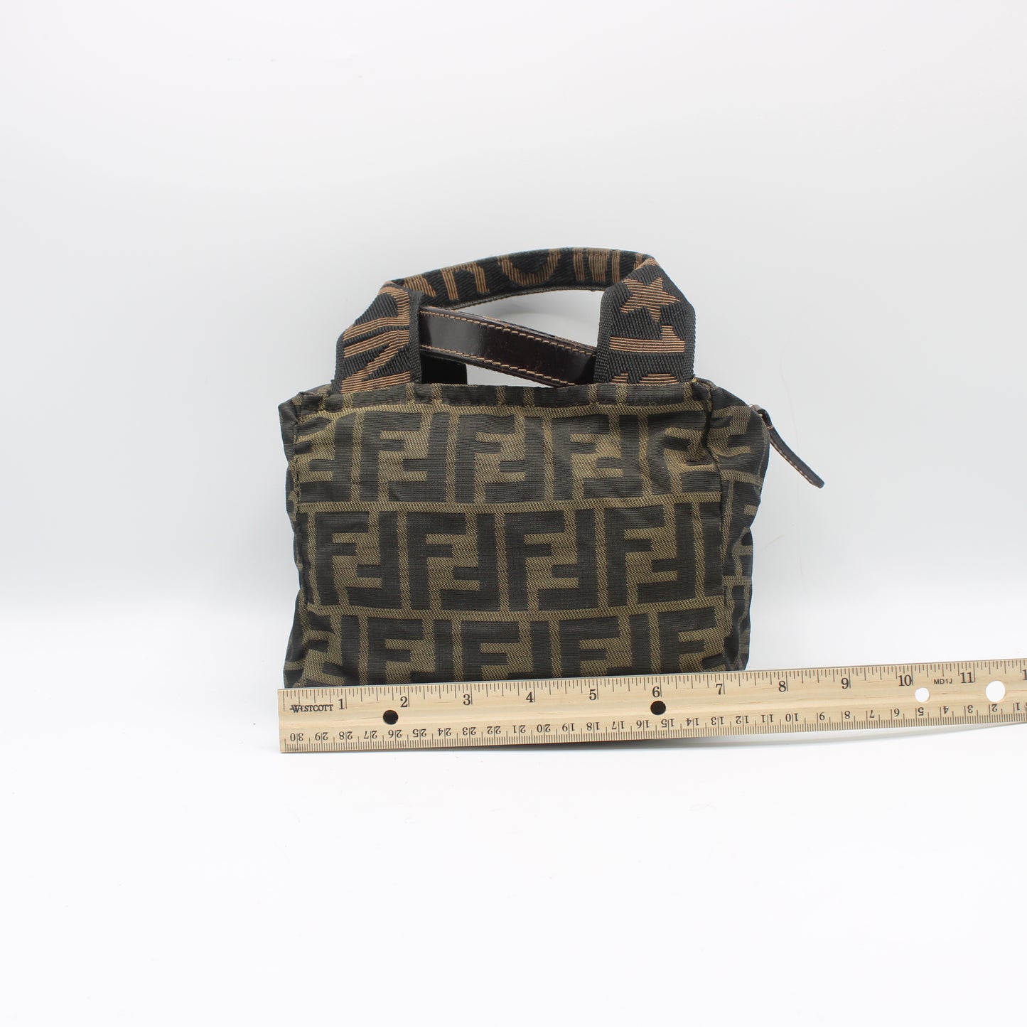Fendi Brown Zucca Canvas Dual Handle Mini Handbag