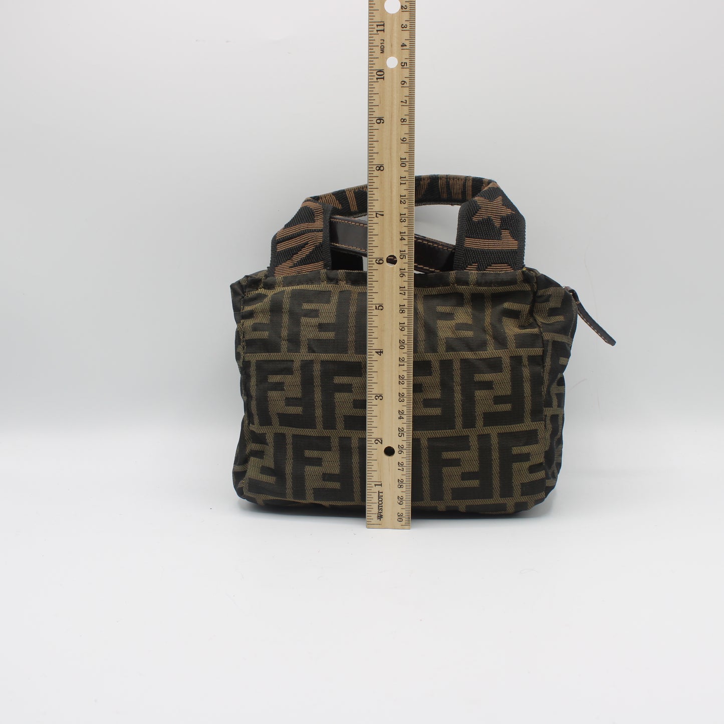 Fendi Brown Zucca Canvas Dual Handle Mini Handbag