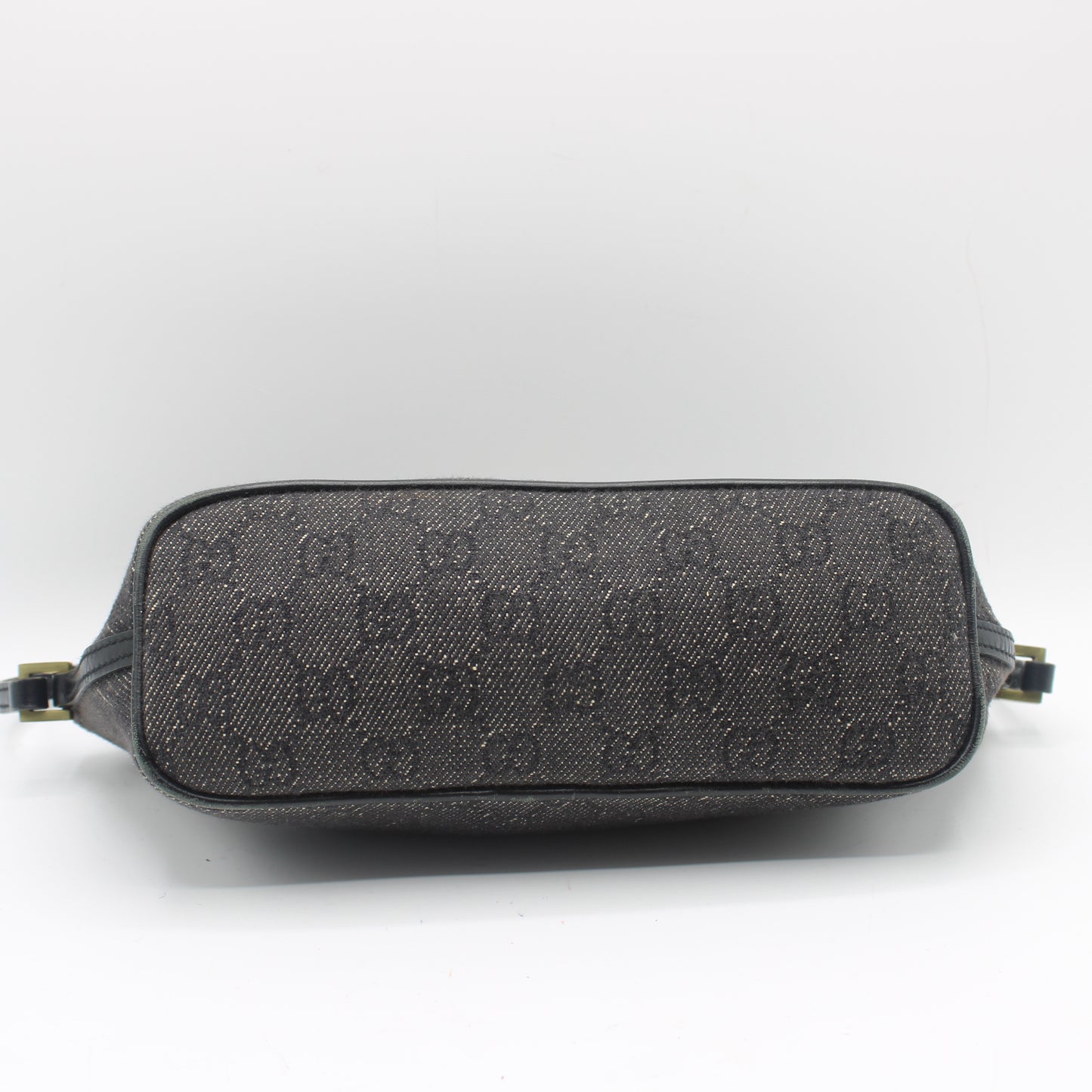Gucci Black GG Denim Cloth Boat Style Shoulder Bag