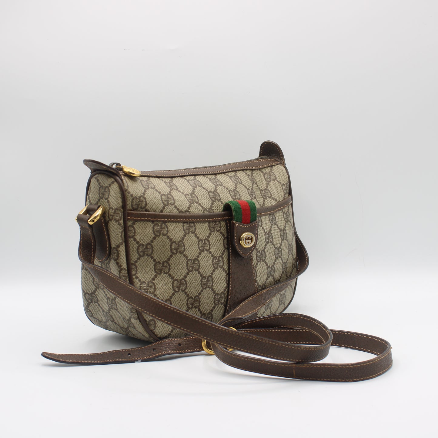 Gucci Brown Ophidia GG Supreme Canvas Leather Crossbody Bag