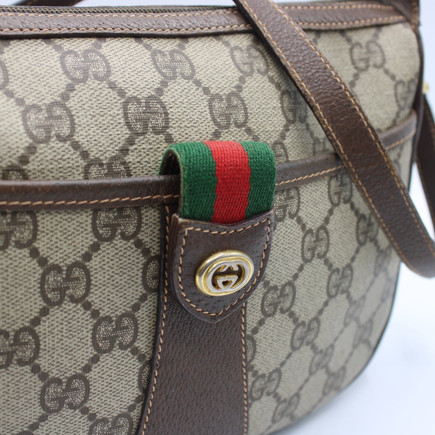 Gucci Brown Ophidia GG Supreme Canvas Leather Crossbody Bag