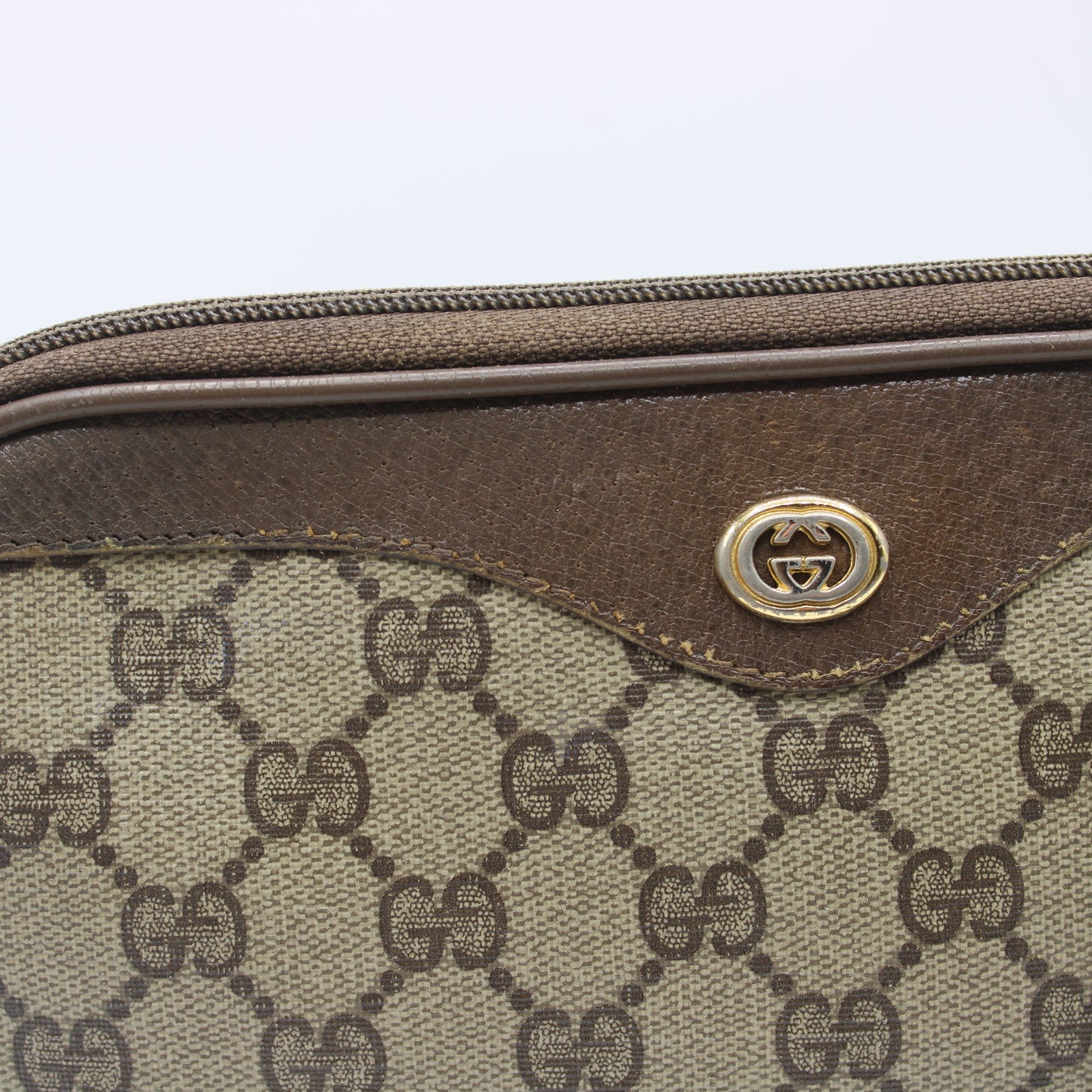 Gucci Brown GG Supreme Canvas Leather Trim Crossbody Bag