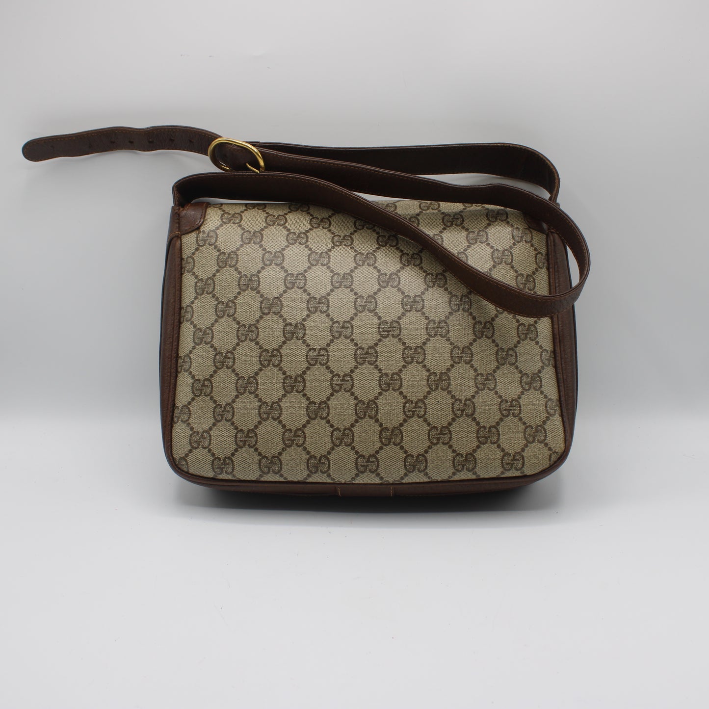 Gucci Brown Coated GG Canvas Leather Shoulder Bag
