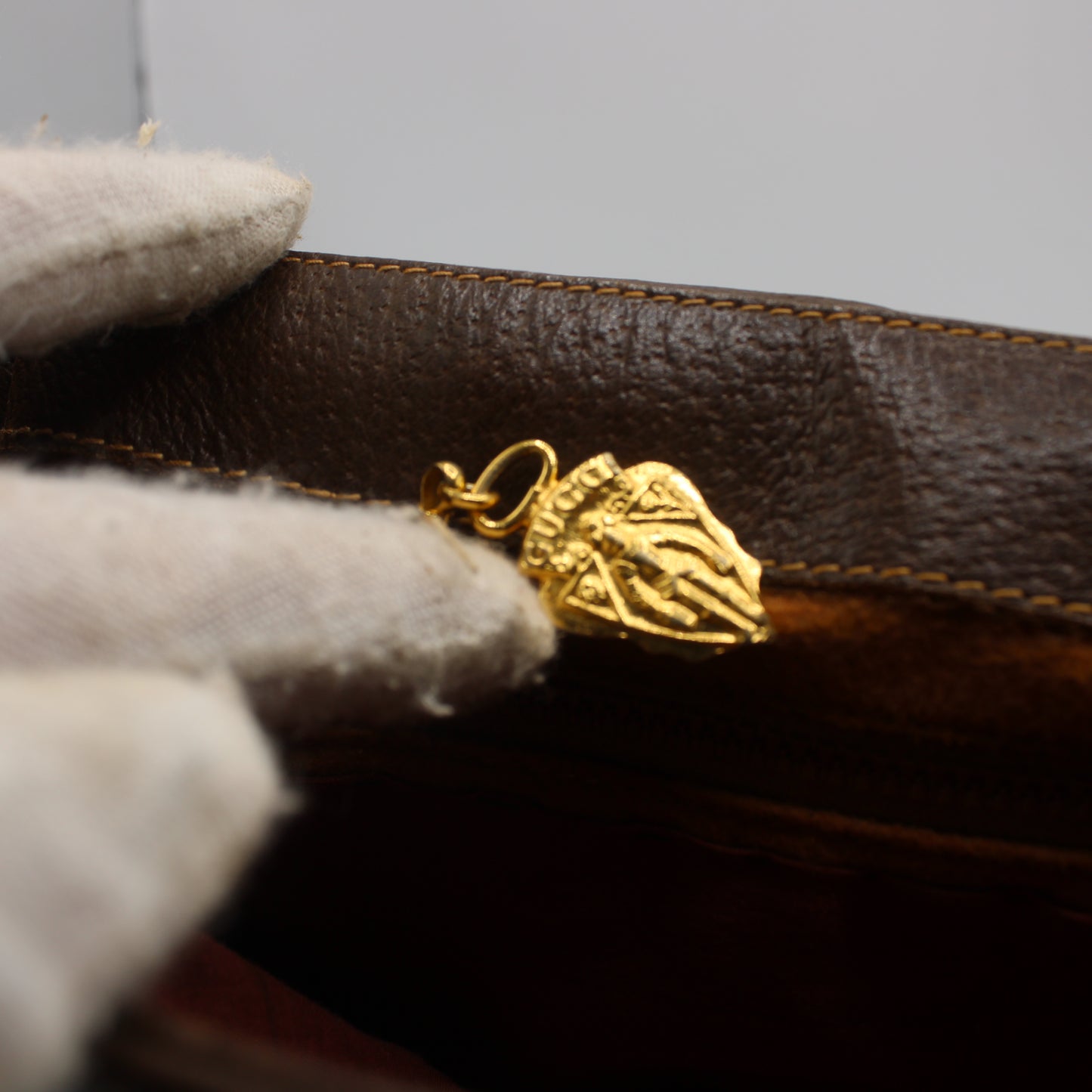 Gucci Brown Coated GG Canvas Leather Shoulder Bag